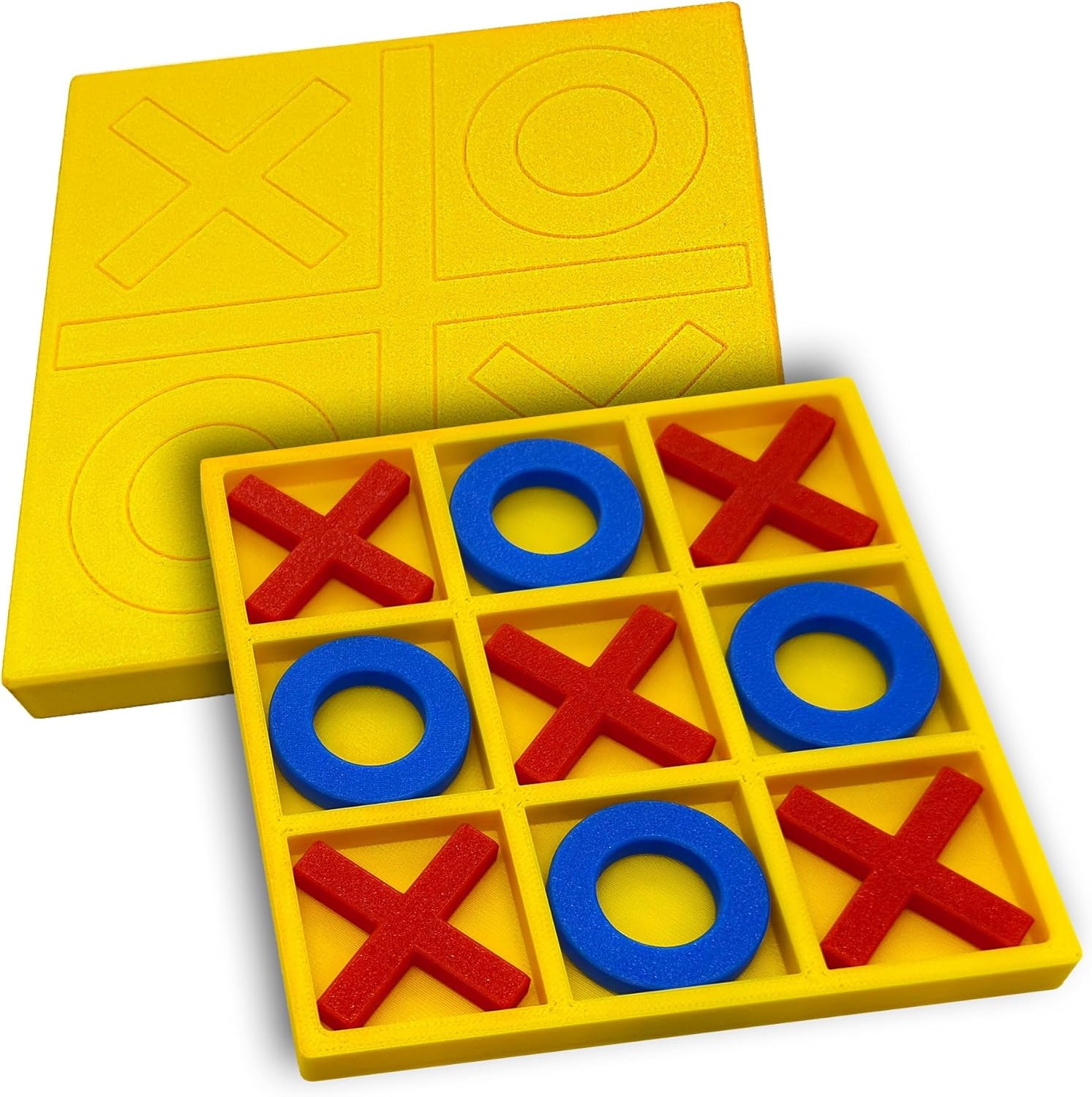 EnderToys Trendy Tic Tac Toe - Classic Yellow (1pc), Compact Travel Size Plastic Family Board Game with Lid, 5 x 5 Inches, Modern Design, Adult Gift Party Favor