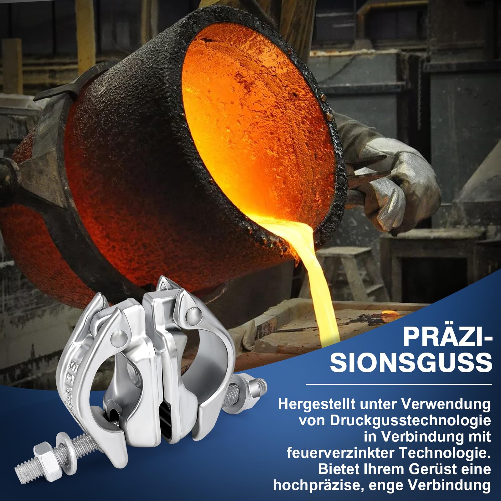 4 szt. sprzęgło obrotowe złącze rusztowania 48 x 48 mm obejma rusztowania zacisk rusztowania 360° do mocowania rusztowań prętów kotwiących
