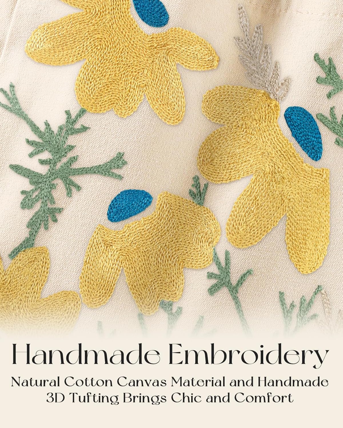 Embroidery Tote Bag with Pocket & Buckle - Reusable Canvas Tote for Women Cute Aesthetic Work Shopping Grocery Bag - Image 3