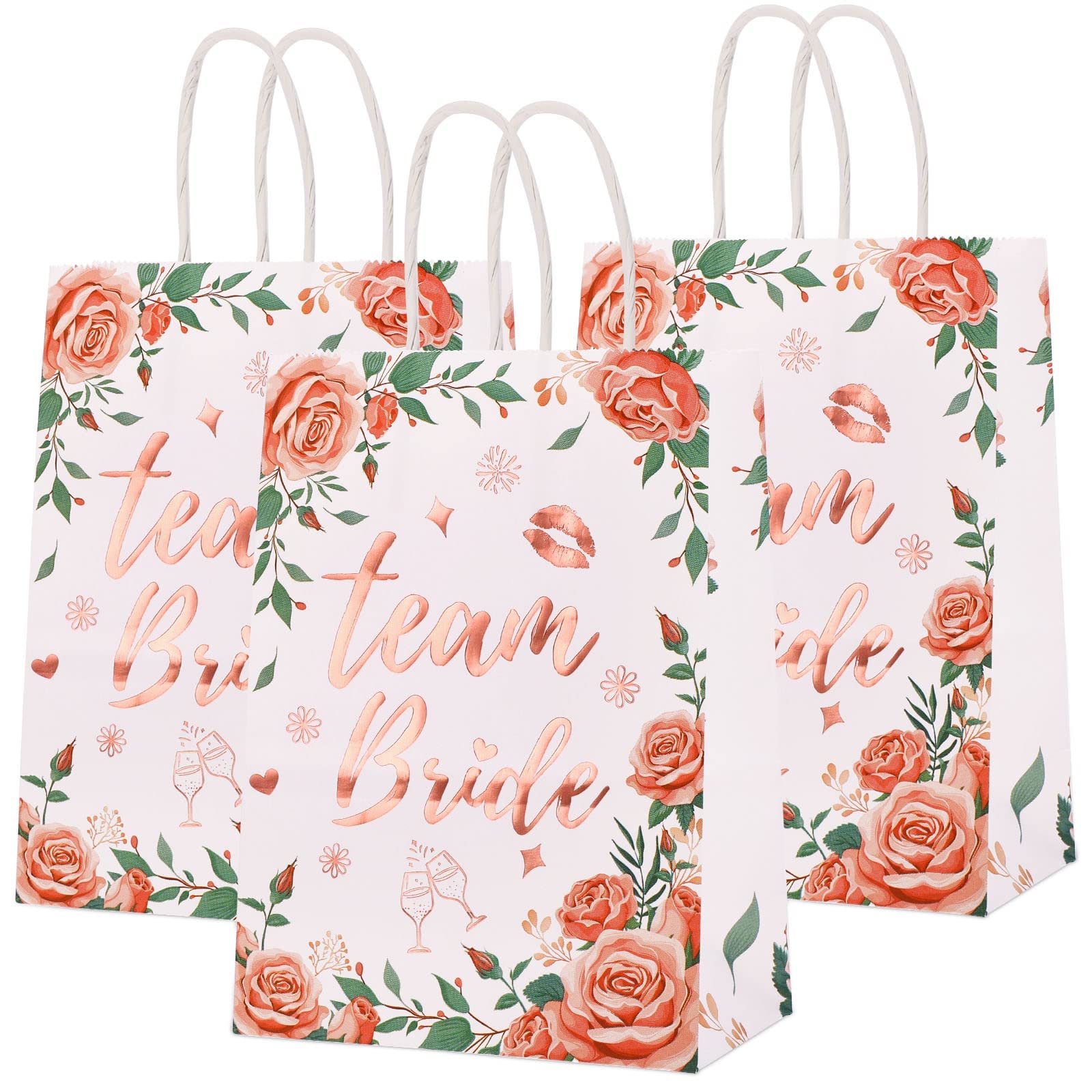 Sponsored Ad – MAKINGTEC 12Pcs Team Bride Bags Floral Hen Party Bags Rose Gold Foiled Bags with Handle Wedding Paper Party Bags Bridesmaid Gift Bags Hen Do Accessories Hen Party Favours Bags for Keepsake (Rose Gold）