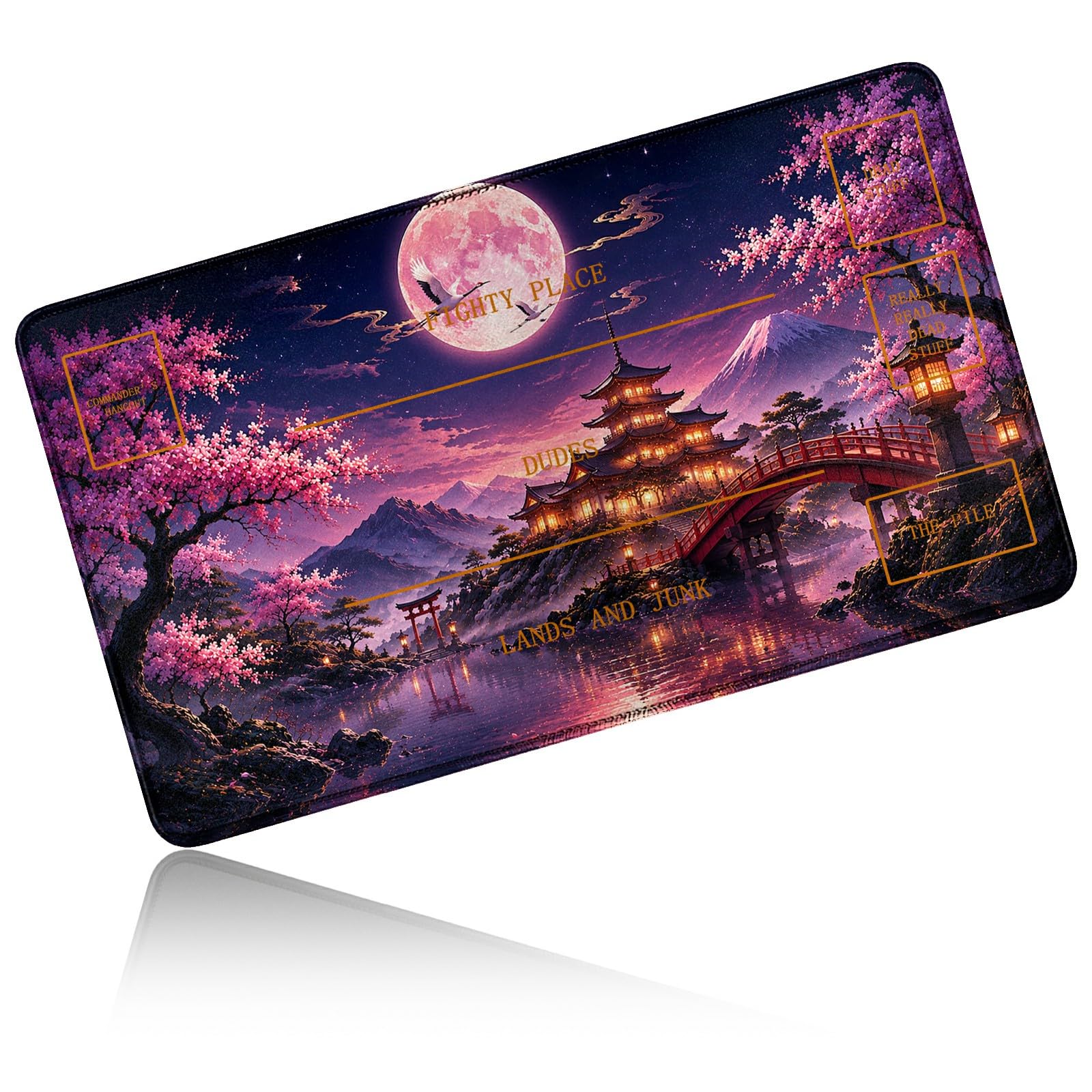 Dikoer for MTG/TCG Playmat w/Zones Commander Deck Mat, Pavilion Moon