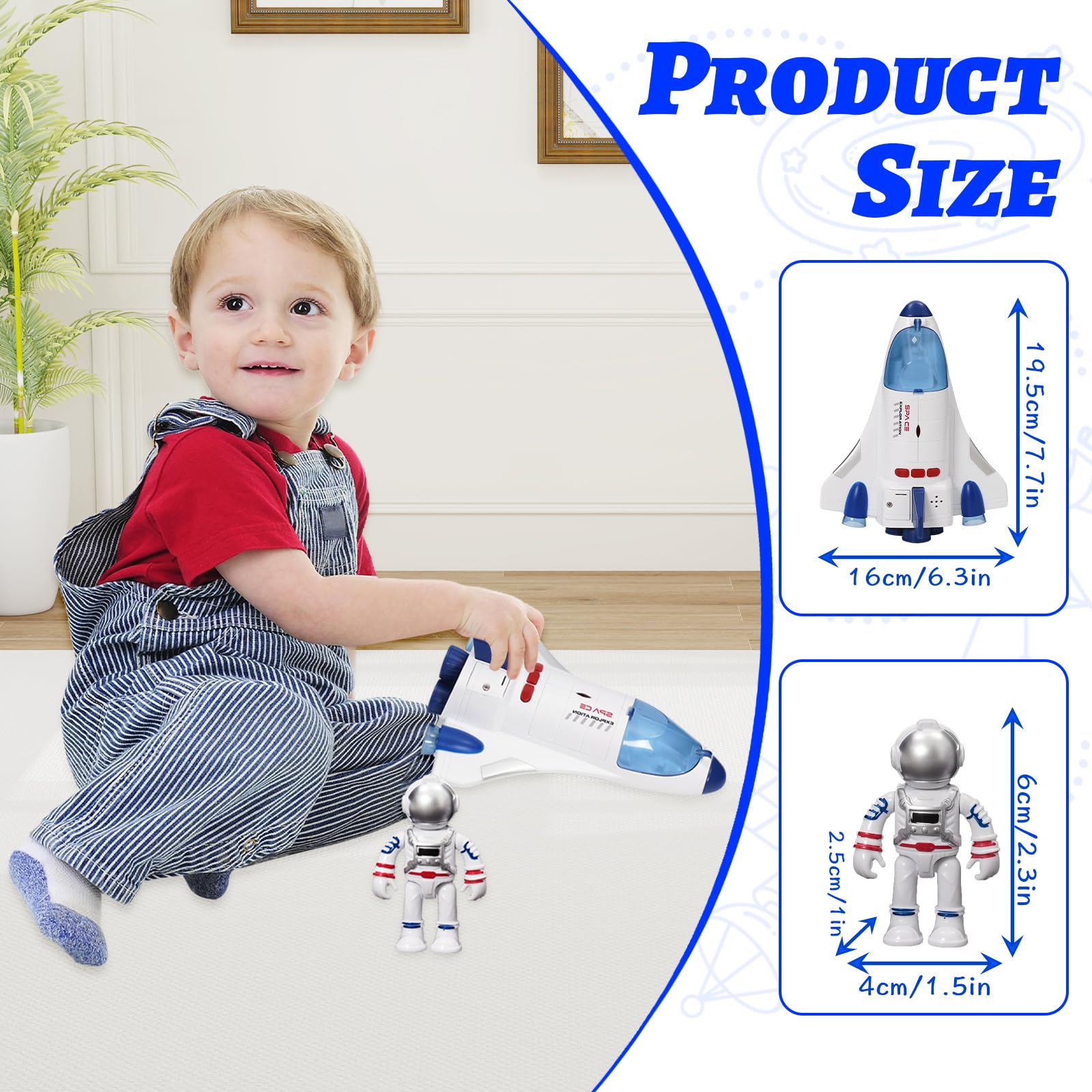 Giocattolo del Razzo Spaziale per Bambini, Space Shuttle Giocattolo con Astronauti Luci e Suoni, Spaceship Rocket Toys for Kids (WY893A)