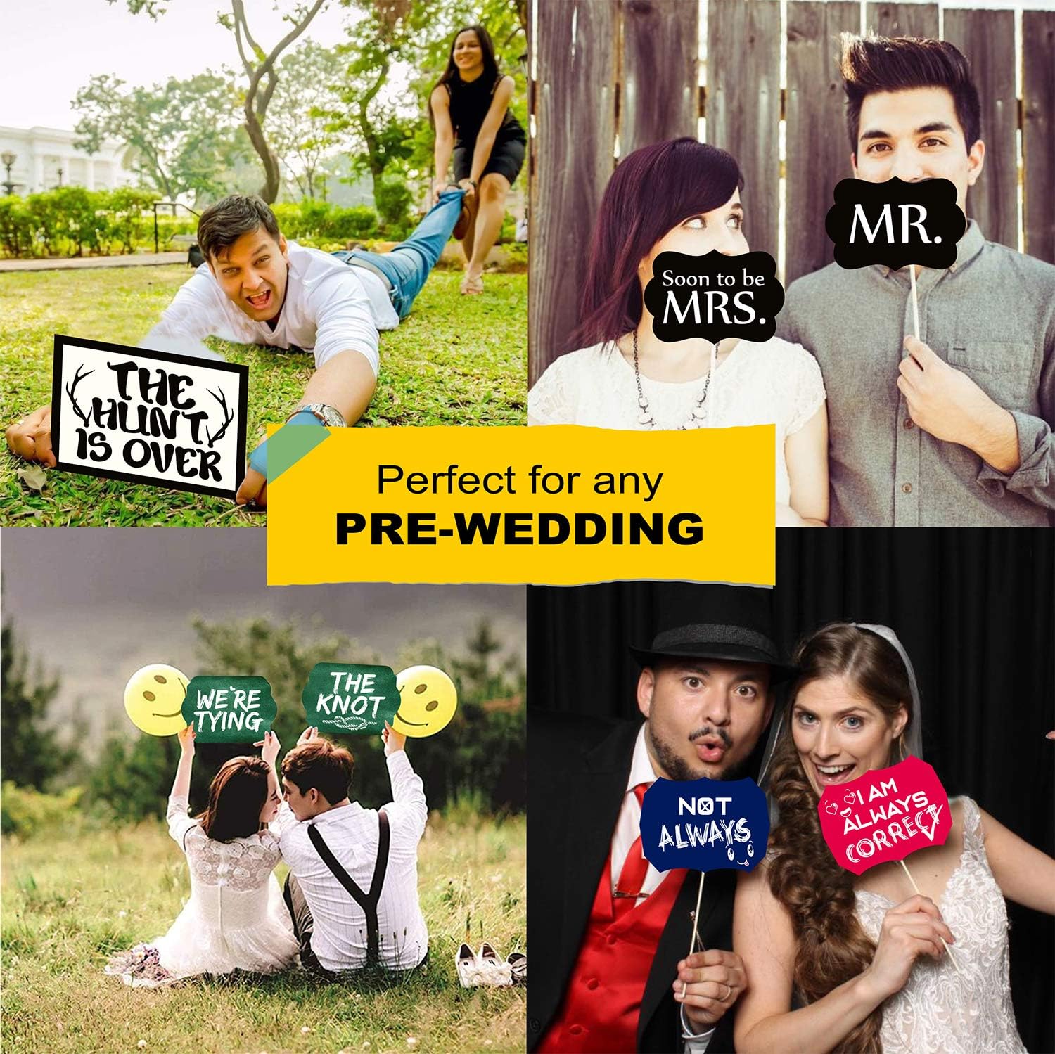 Set of 17 Pre Wedding Party Props,Wedding Ceremony Party Props, Suitable Props for Wedding Theme Party Photo Booth Props