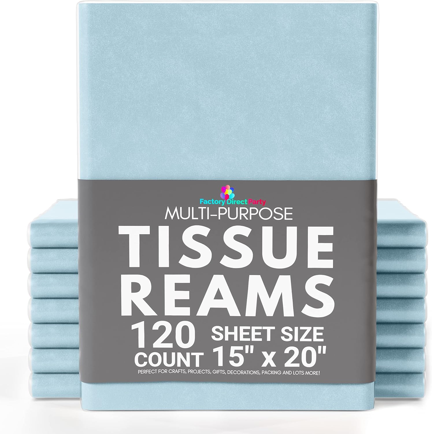 Light Blue Tissue Paper for Gift Bags 120 Count of Acid
