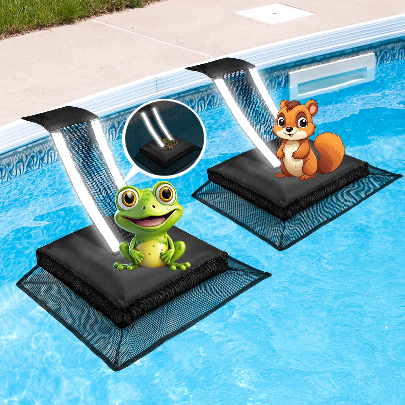 HKZ 2 Pack Animal Saving Escape Ramp For Pool, Frog