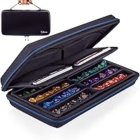 Vista 10 de SIQUK Dice Case DND Dice Box Dice Storage Case Dice Organizer Holder with Handle Removable Slotted Tray Holds 8 Sets DND Dice for Dungeons & Dragons