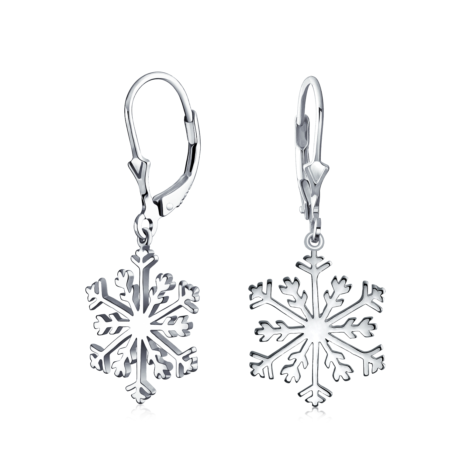 Orecchini Pendenti A Fiocco Di Neve In Argento Sterling 925 Con Zirconi Cubici – Gioielli Invernali Per Donna