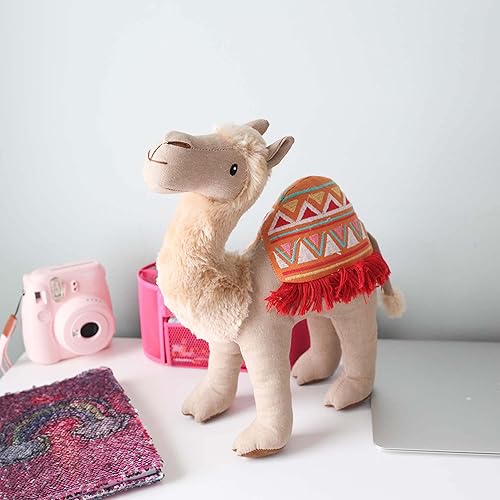 Miniatura 6 de MON AMI Peluche de camello con manta tribal, beige con manta multicolor, gran regalo para niños y niñas, unisex, guardería y decoración del hogar,