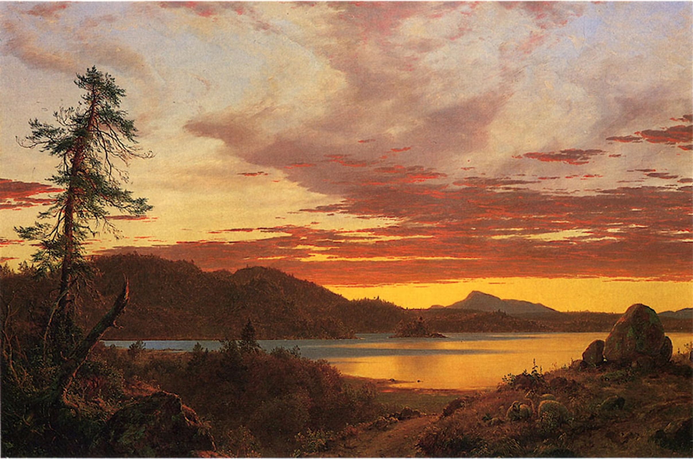 SERENDIPITP Aesthetic Poster Photo Wall Print Retro Picture Sunset by Frederic Edwin Church Modern Wall Artwork for Home Decor 60x90cm