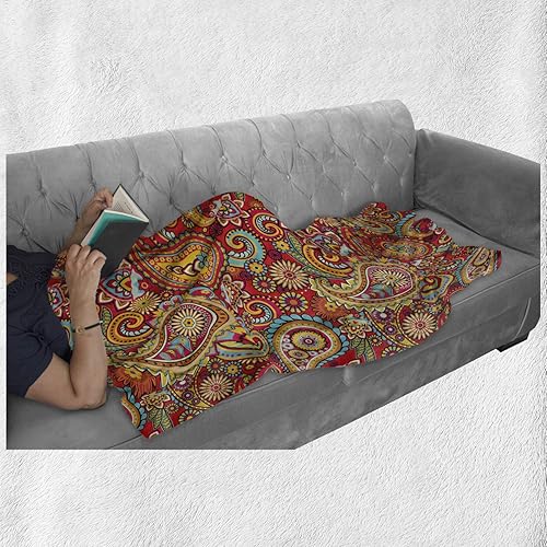 Miniatura 6 de Lunarable Manta de cachemira, diseño oriental de cachemira, remolinos inspirados en la cultura persa y flores de estilo, funda de franela polar