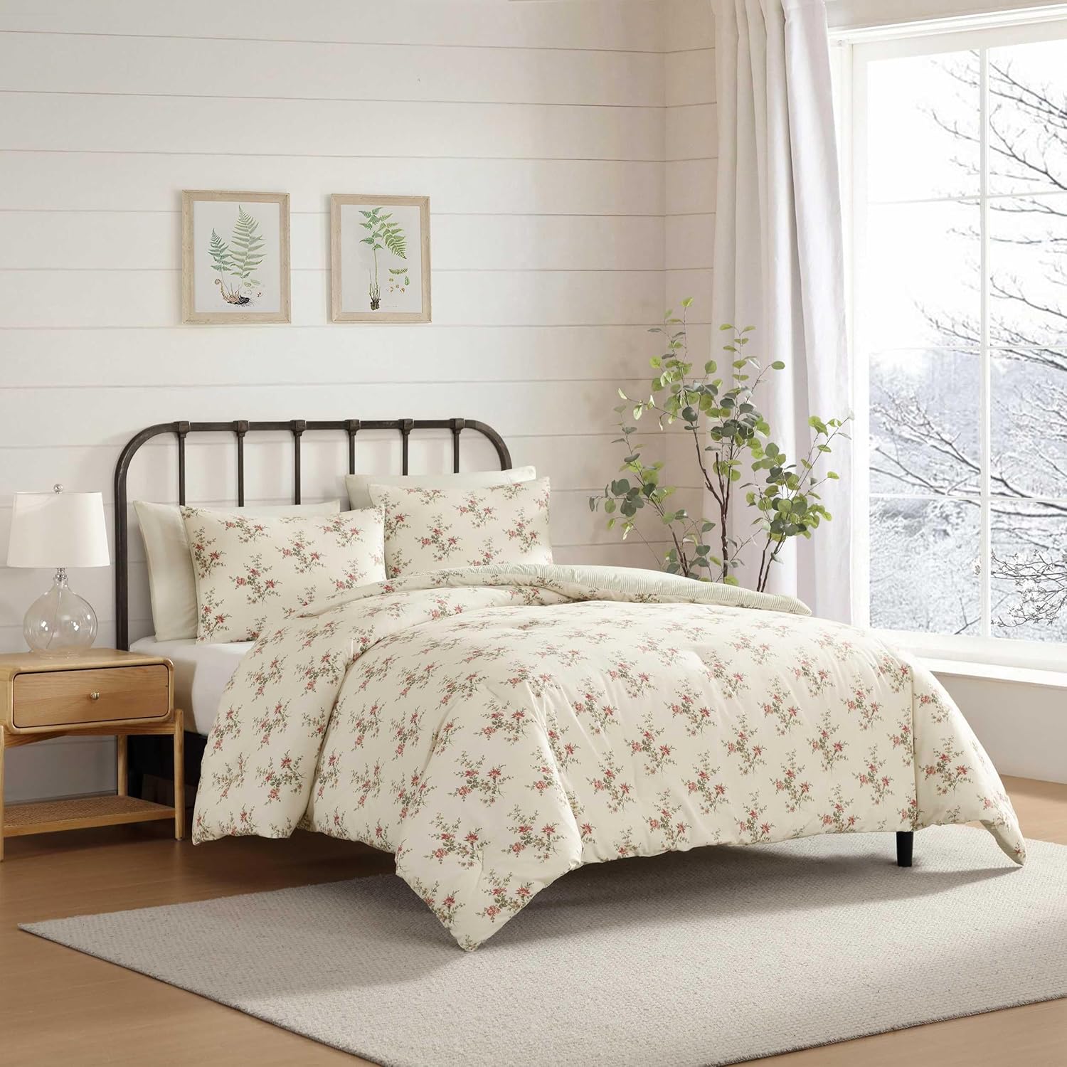 Laura Ashley - Twin Comforter Set, Reversible & Naturally Soft Cotton Flannel Bedding w/Matching Pillowcase, Medium Weight for Year Round Use, 2 Piece Bed Sets (Jessika Red) - Image 2
