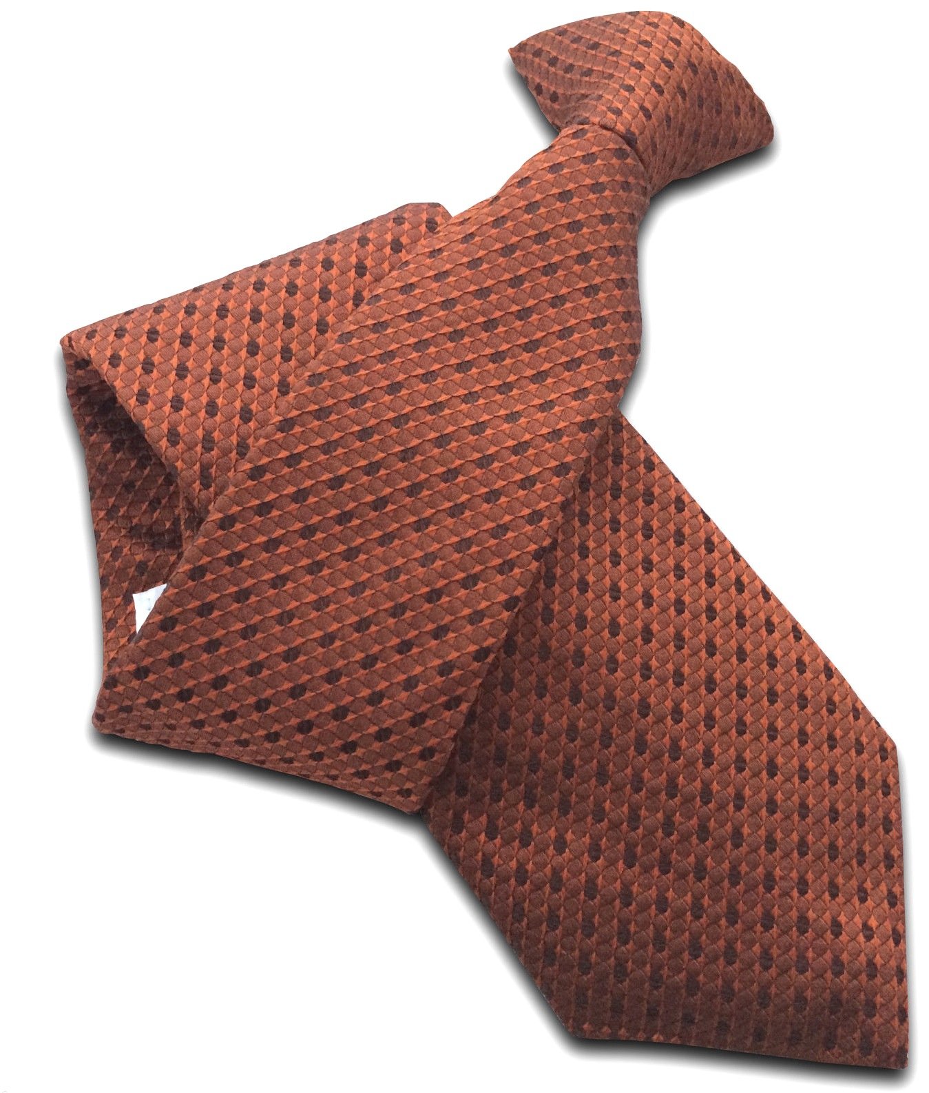 Great British Tie Club Men's Bronze, Brown 100% Silk Bronze Check Clip On Tie