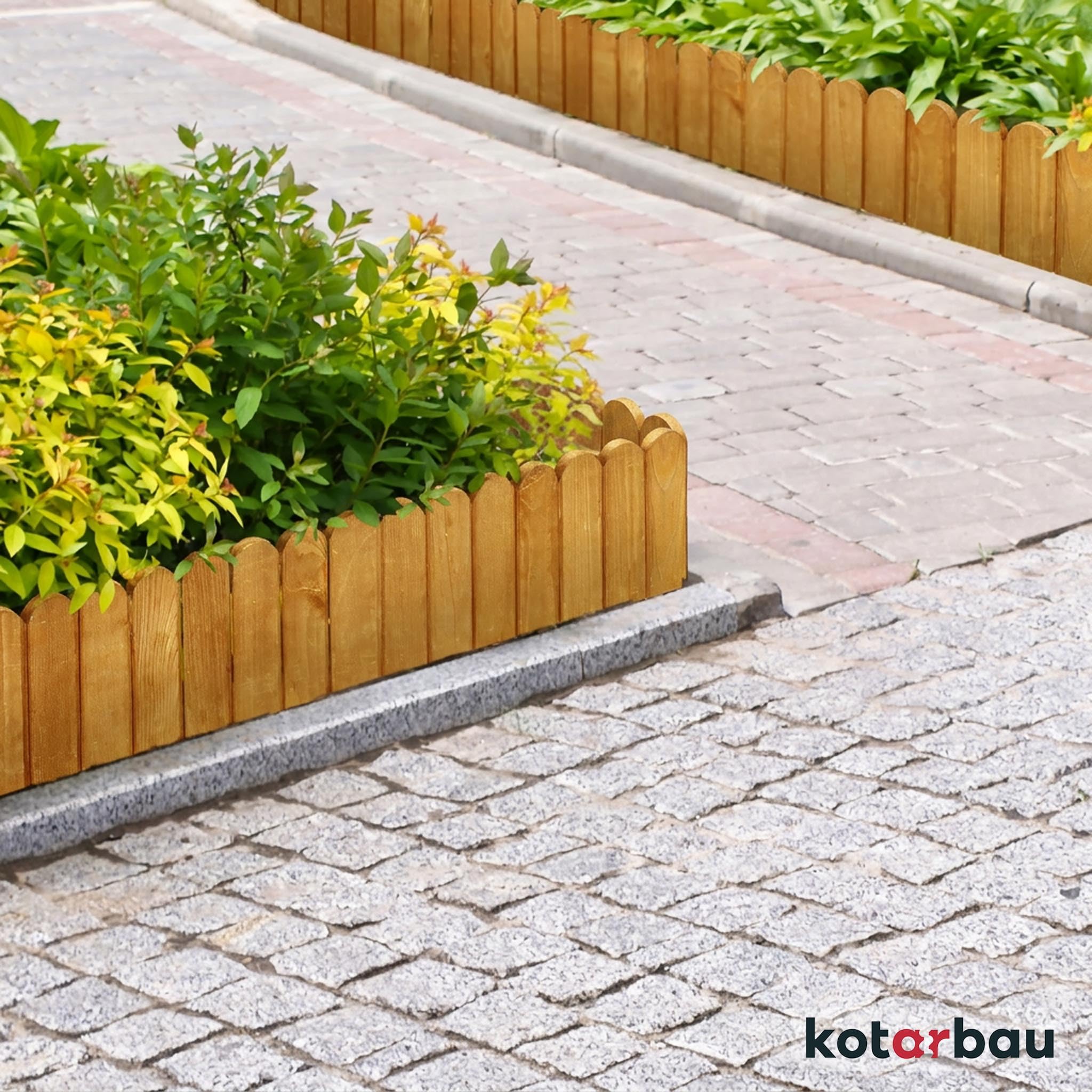 KOTARBAU® Bordure Jardin Exterieur Bois - 200 x 20 cm - Cloture Bois Jardin - Chêne - Palissade Flexible - Décoration