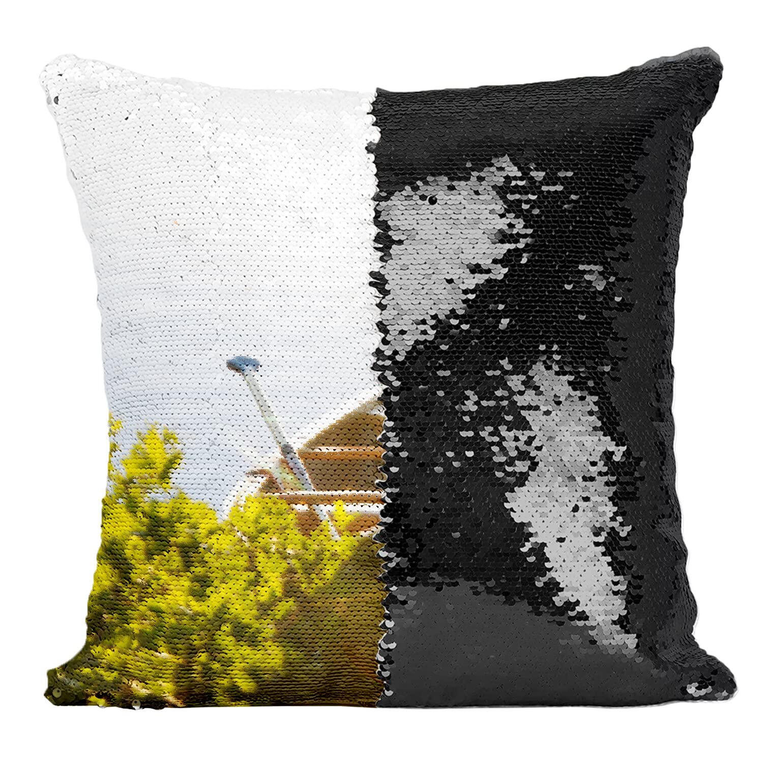 Coussin Sequin Paillettes Noir de Haute Qualité Motif Lac