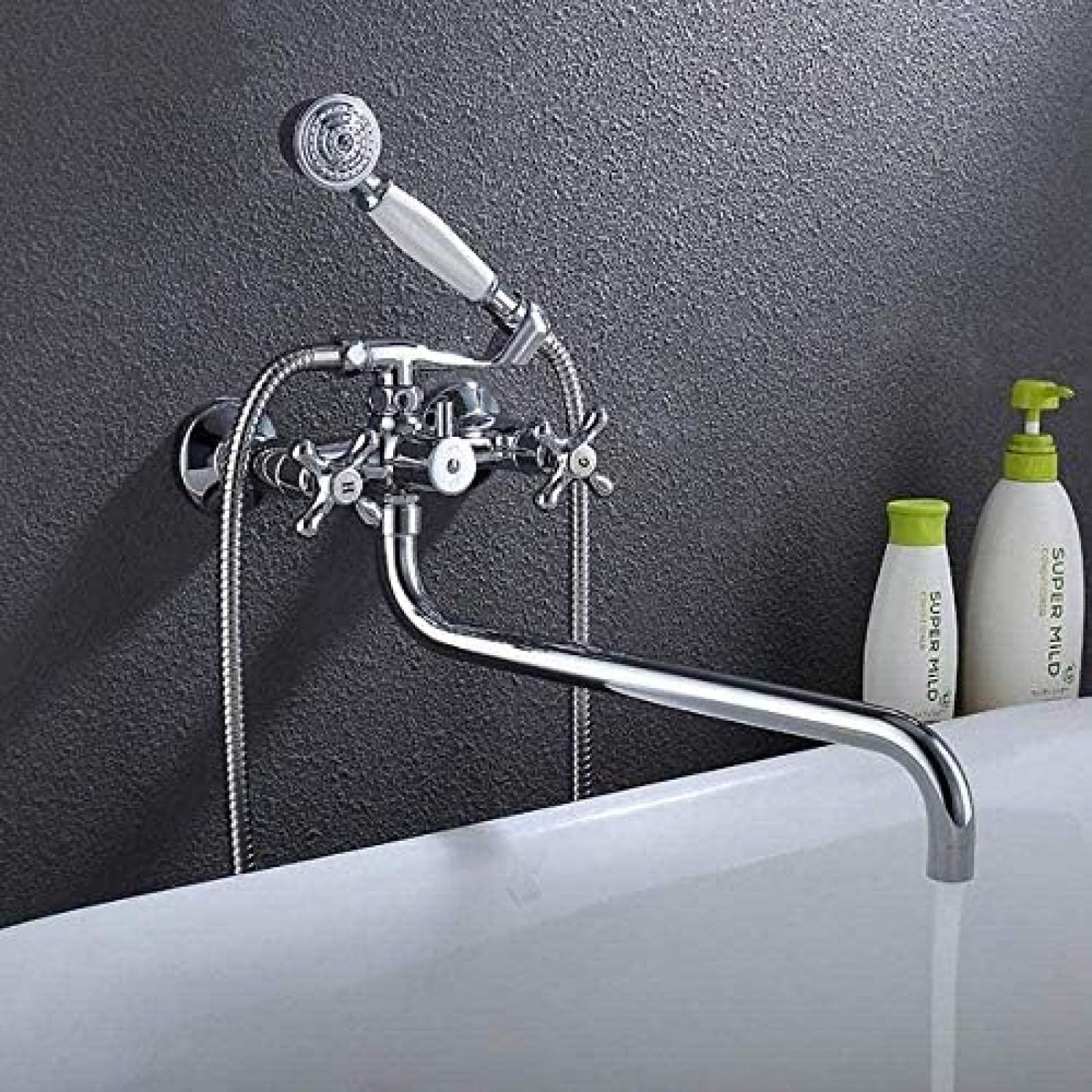 Sxithgkdw Shower System, Faucet Bathtub Faucet Wall Mounted Bath Shower Faucet Bathroom Shower Faucet Set Waterfall Brass Shower Tap Shower Mixer