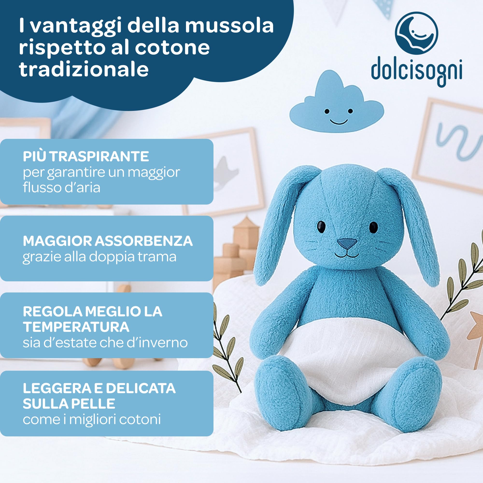 DOLCI SOGNI - Set Lenzuola Lettino 70x140 In Mussola Di Cotone Con Angoli Elasticizzati - Lenzuola per Lettino Asilo e Brandina con Lenzuolo 70x140 - Certificato Oeko-TEX - 1 x Sabbia + 1 x Menta