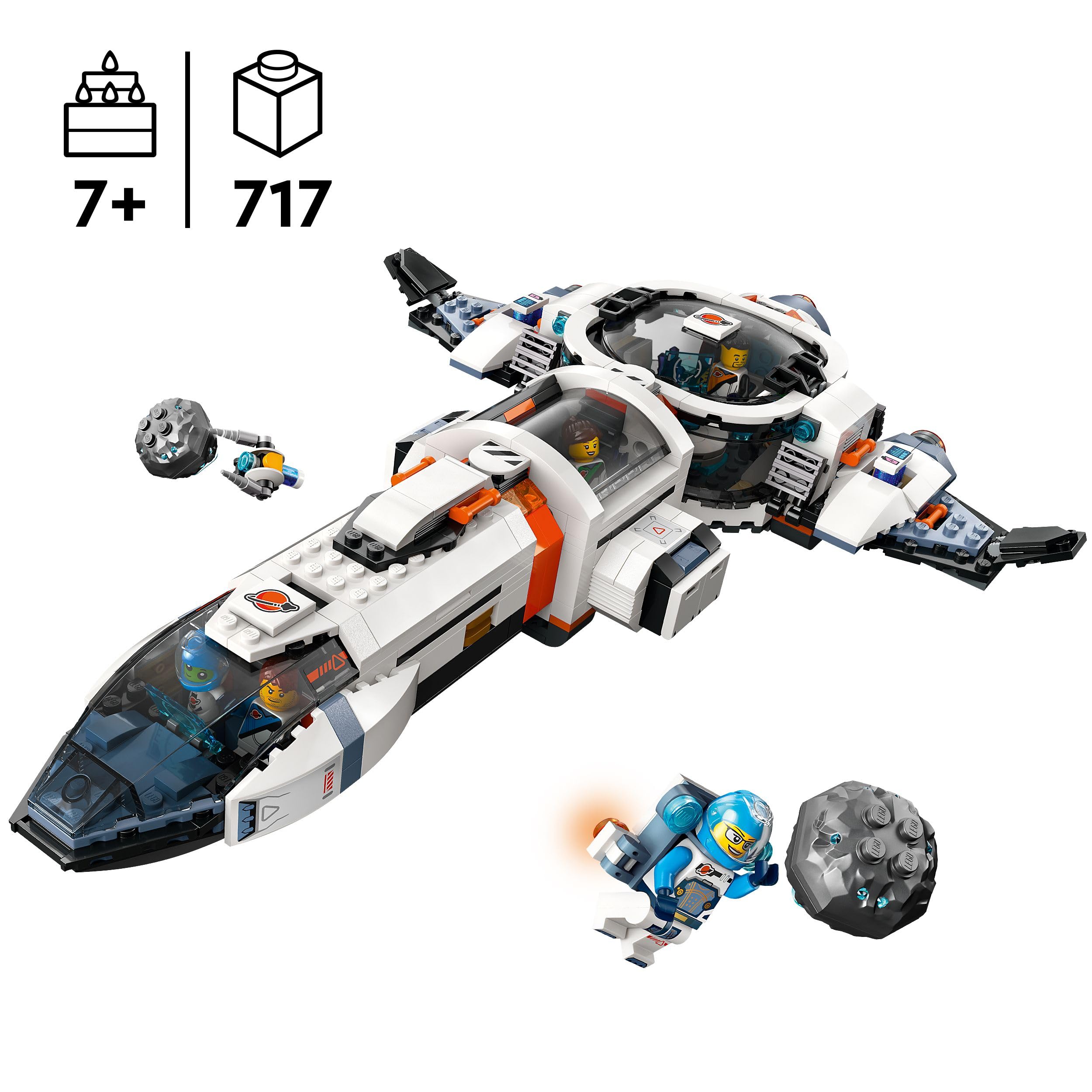 LEGO City Astronave Galattica Modulare con 4 Minifigure e Figura Aliena - Giocattoli Spaziali Costruibili, Giochi per Bambini e Bambine da 7 Anni in su, Idee Regalo di Compleanno e per le Feste 60446