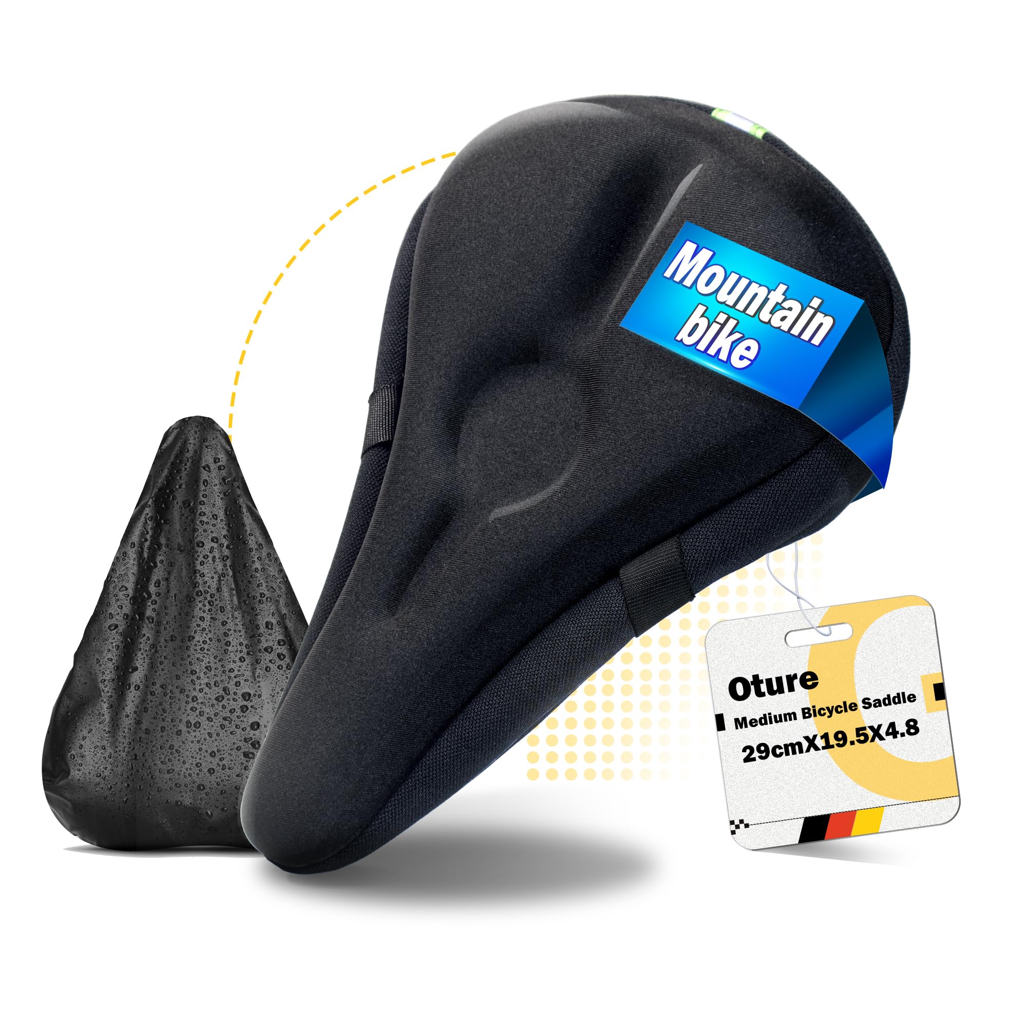 Oture Coprisella Bici Gel Morbido, Copri Sella Sellino Bici in Gel, Coprisella Cyclette con Cuscino Morbido per Bicicletta da Urbana Montagna MTB E-Bike Spinning, 29x19.5cm
