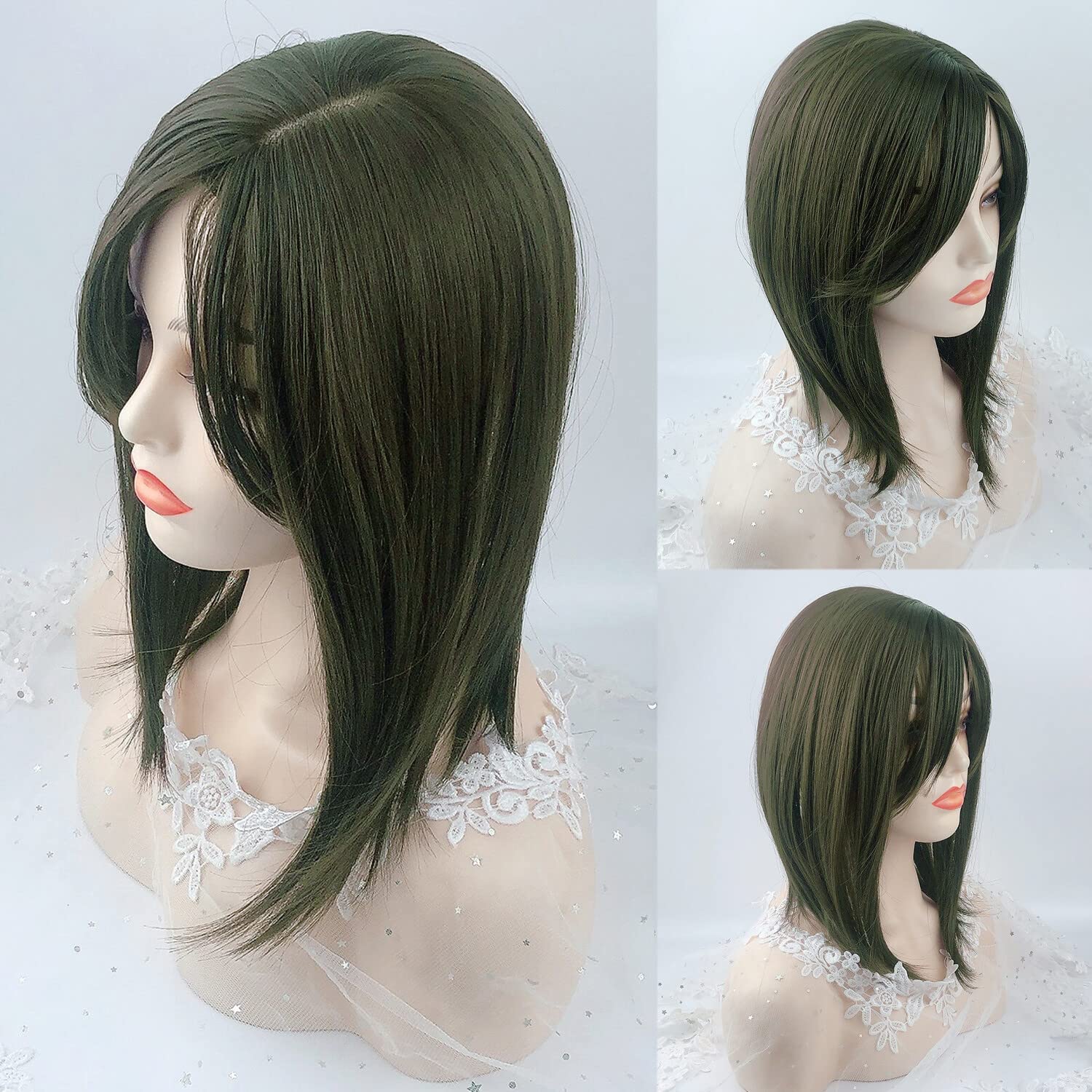 Seamless Straight Head Top Hairpiece Free Part Clip in Topper With Side Part Bangs (Cold Brown) - Image 3