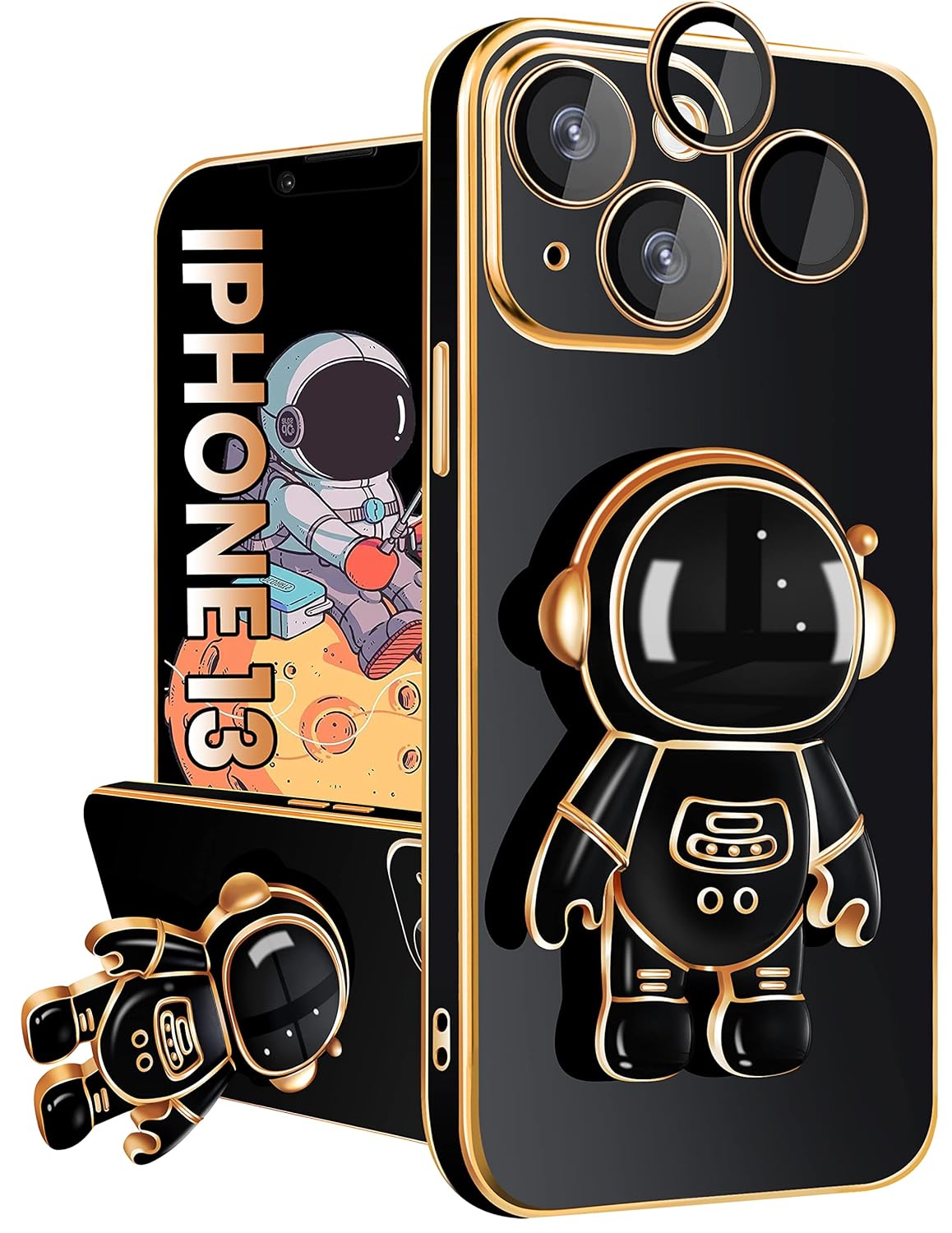Loheckle Phone Cases for iPhone 13, Cute Plating Astronaut Pattern Case