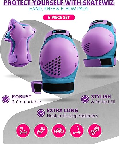 Miniatura 6 de SKATEWIZ Juego de almohadillas de protección para patineta para niños y adultos - Smash - Almohadillas para patines [6 piezas] con protectores