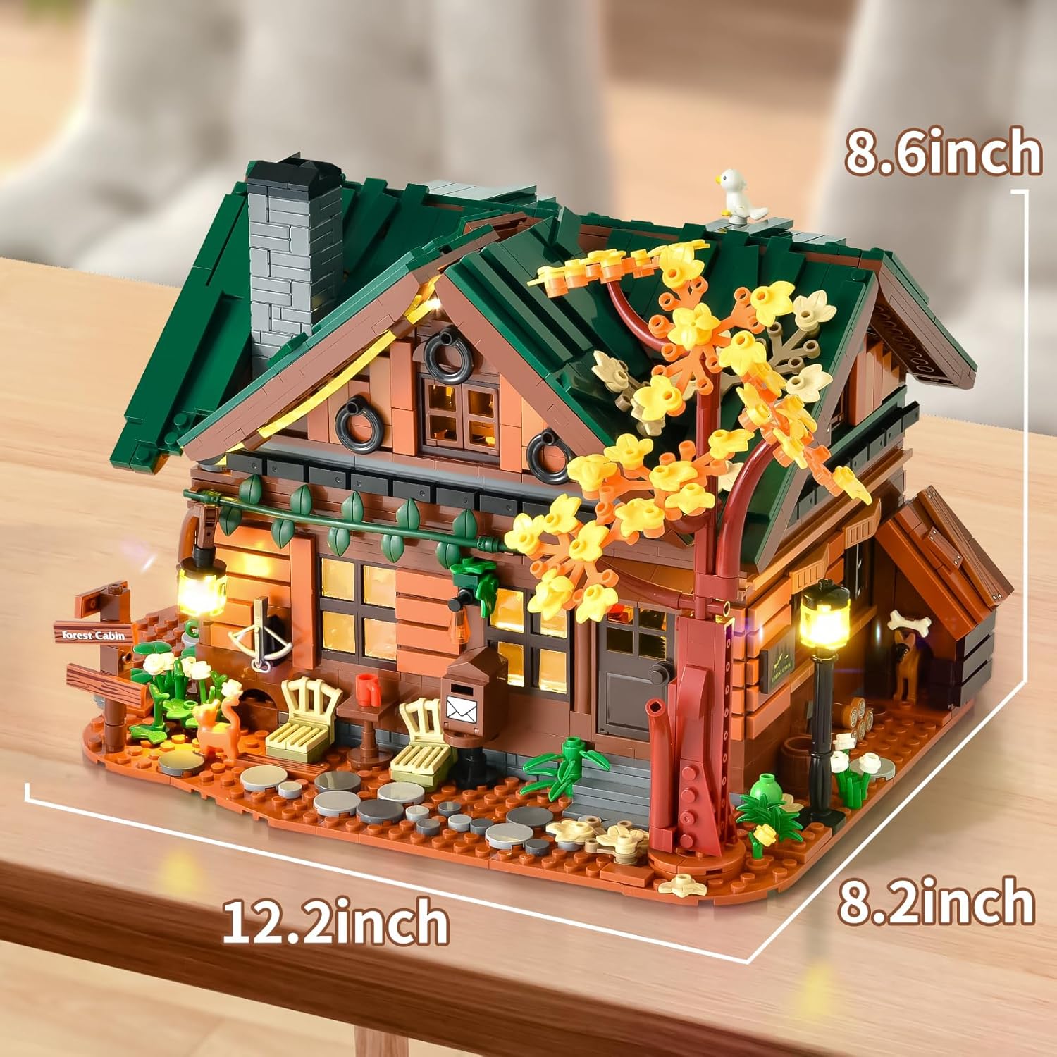 Wood Cabin Building Set with Light,2234 PCS Forest Cabin Building Collection Display Set,Buildable Model Kit for Adults and Teen 14+,Gifts for Nature Lovers & Tree House Lovers - Image 4