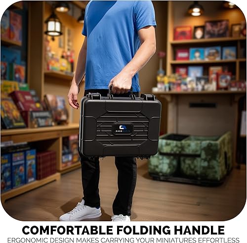 Miniatura 6 de CASEMATIX Funda rígida de almacenamiento en miniatura, funda de espuma personalizable de doble capa para transportar miniaturas estándar, unidades