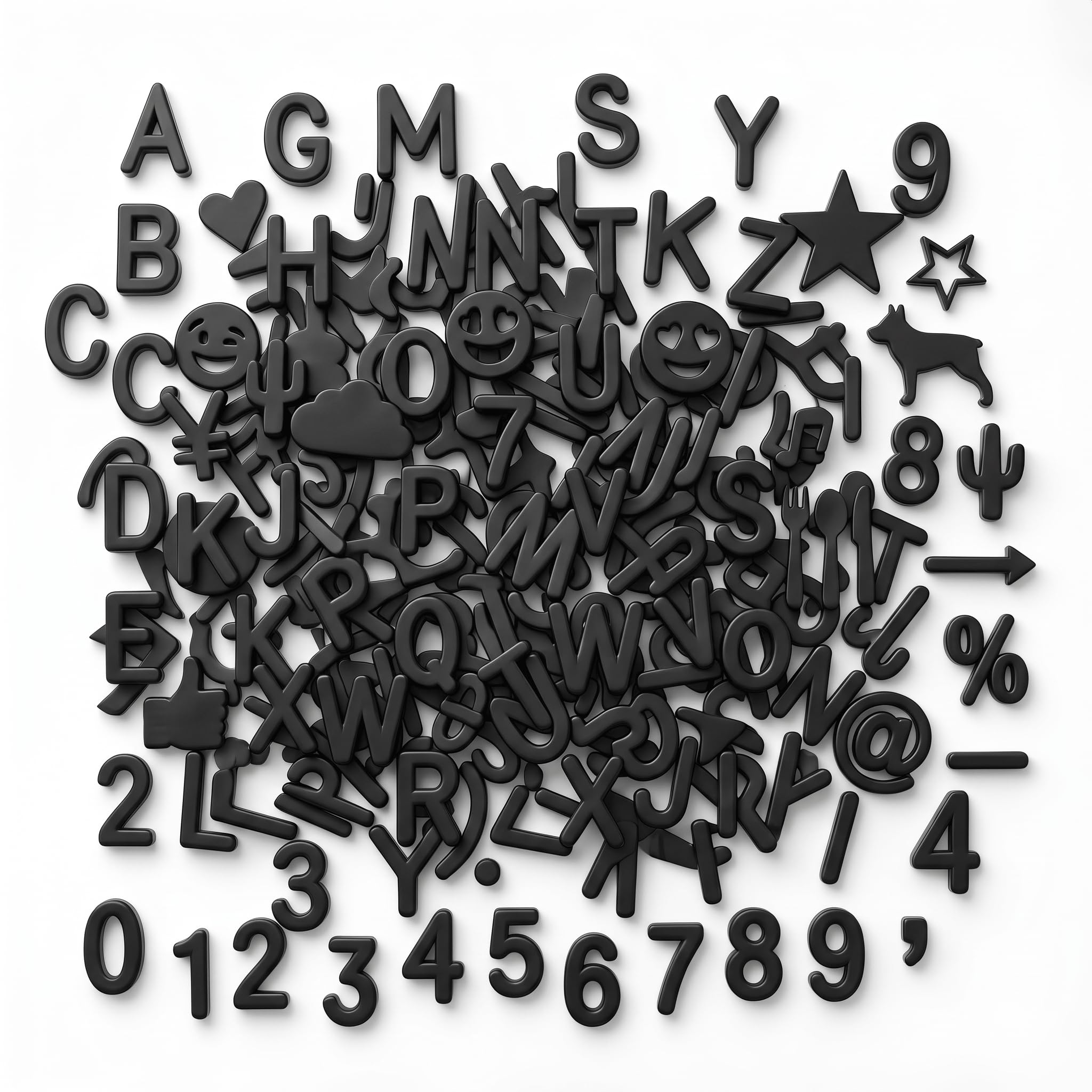 Black Felt Letter Board Letters Only, 394 Pcs, 0.75 Inch Precut Set