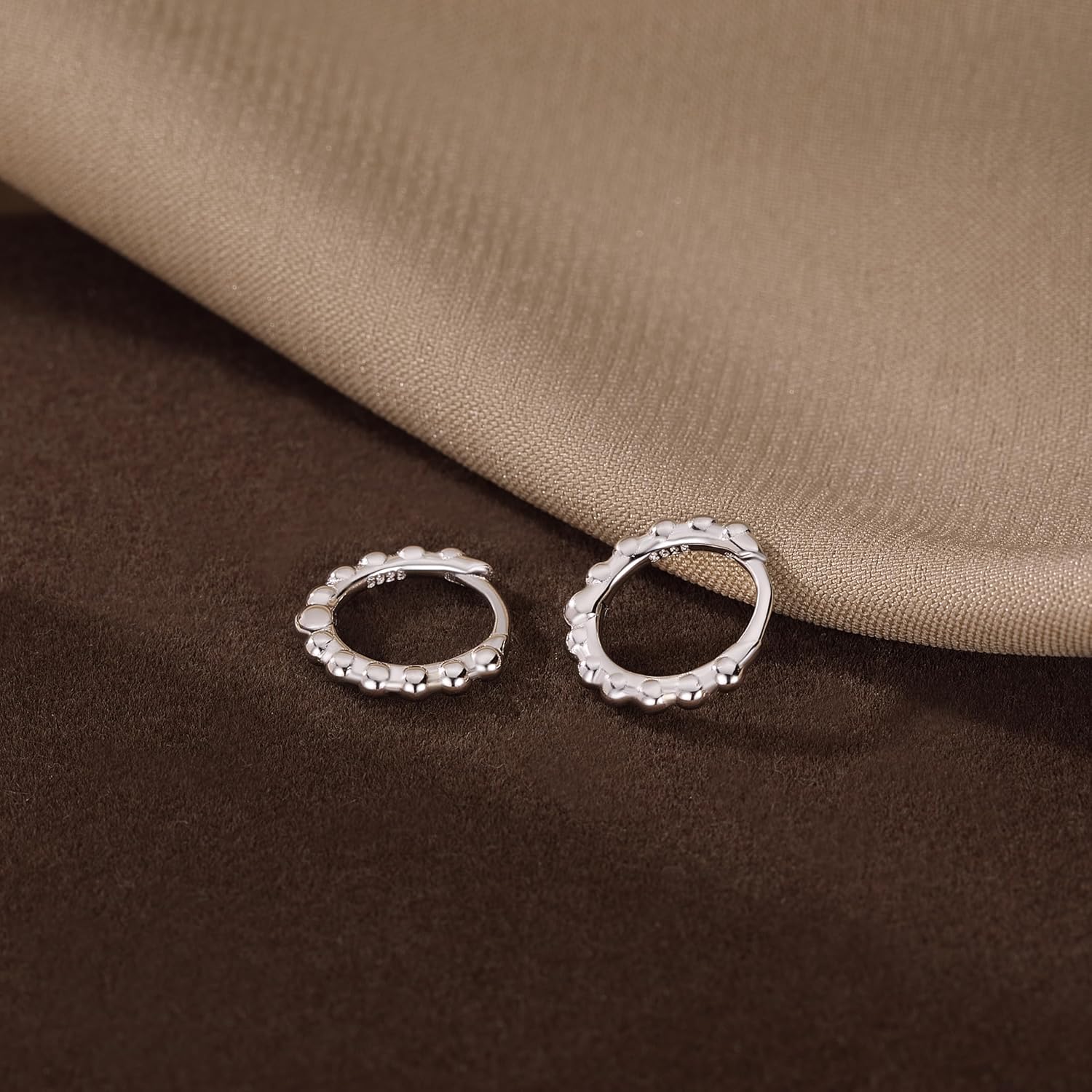 Reffeer Solid 925 Sterling Silver Ball Hoop Earrings for Women Teen Girls Beaded Hoop Earrings Minimalist Huggie Earrings - Image 4