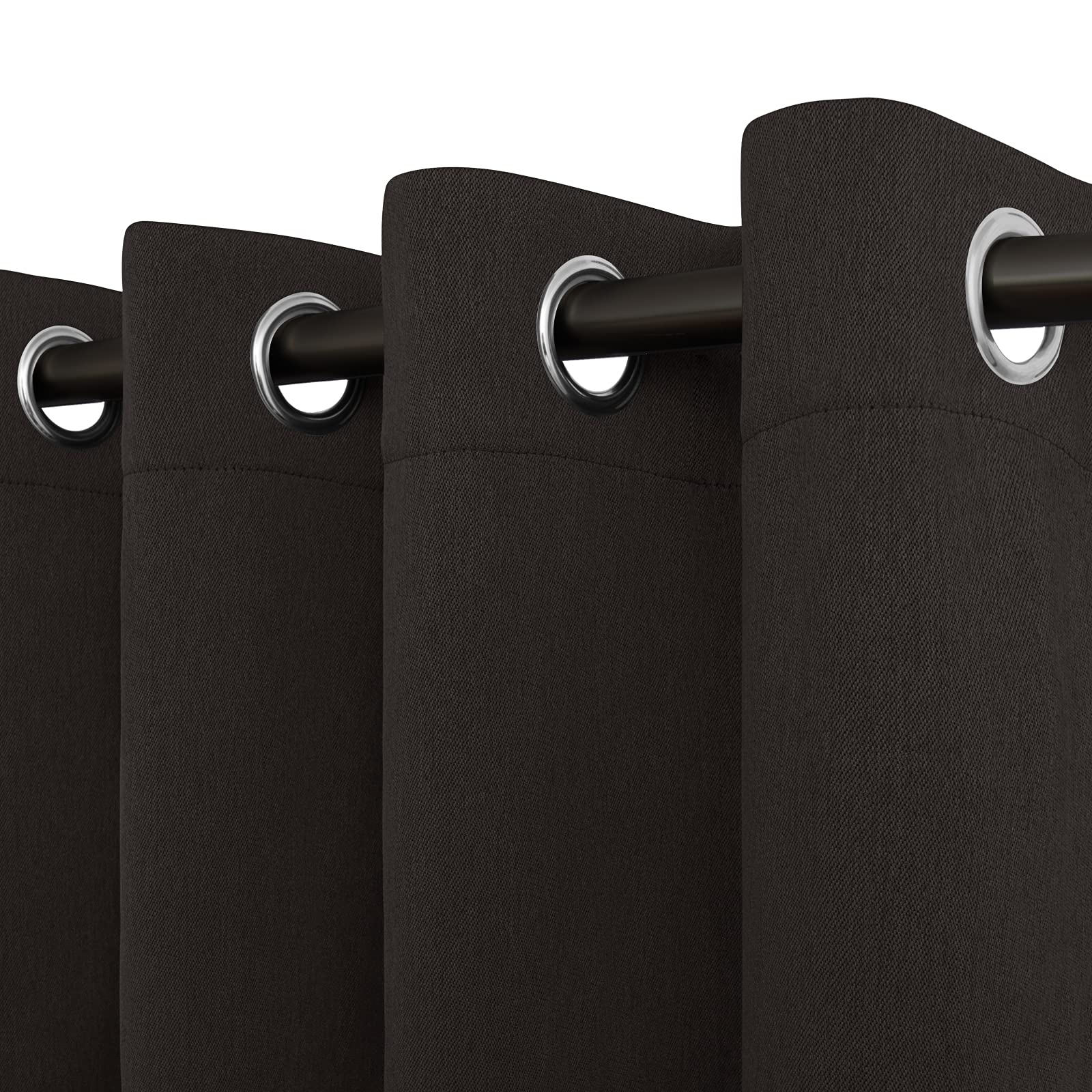Photo 1 of Easy-Going Luxury Double Linen Blackout Curtain 96 Inch Length Grommet Window Curtain for Bedroom, Living Room Thermal Insulated Room Darkening (Set of 2 Panels, Chocolate) 52"Wx96"L Chocolate