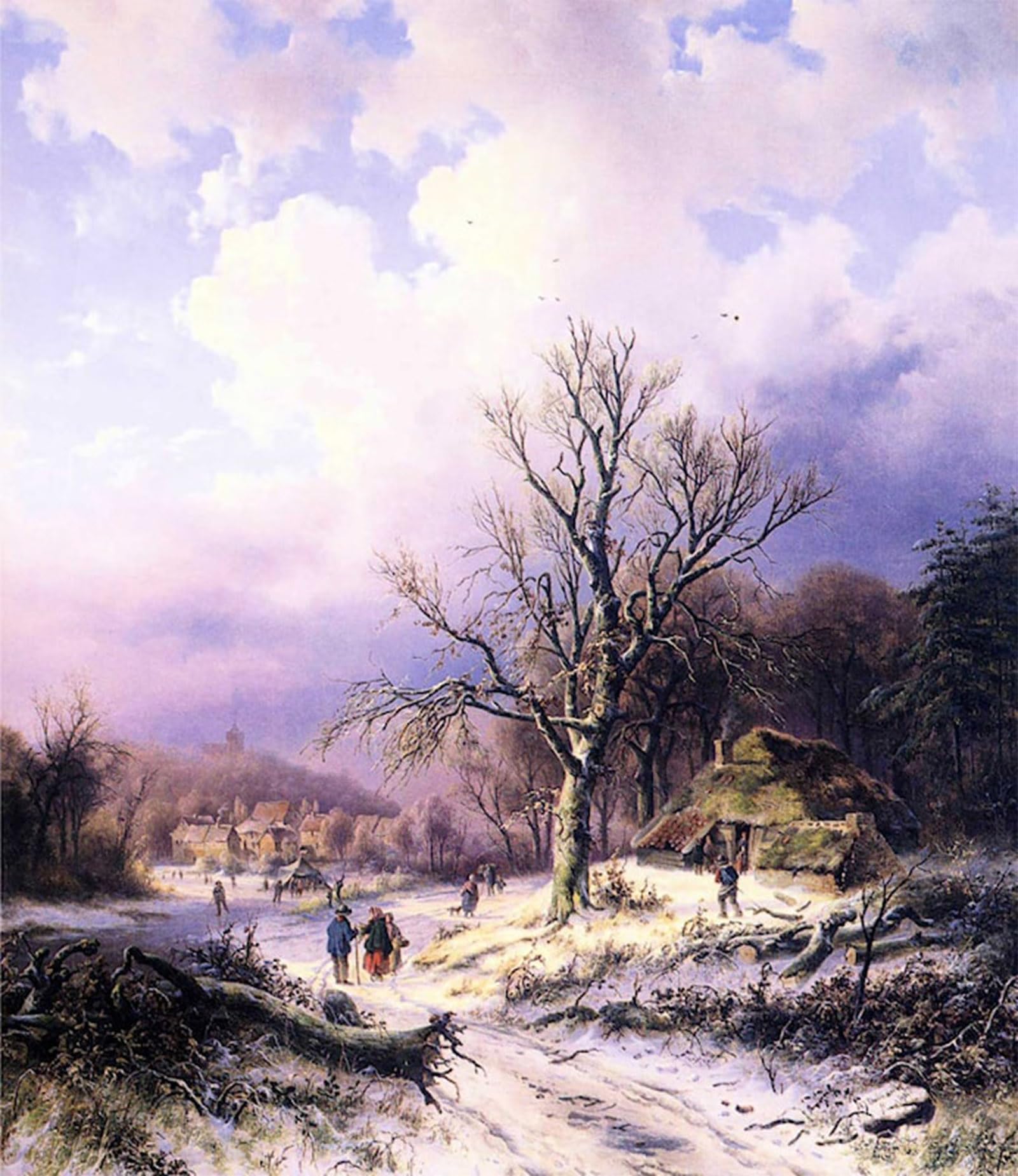 ARTXLXXBN Famous Painting Canvas Artwork Graffiti Print Snowy Landscape by Alexander Daiwaille Portrait Canvas Image for Home Decor 60x90cm