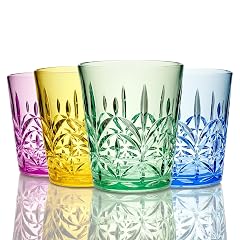 Lilys Home 13 5 oz 3 5 3 9 Set of 4 Unbreakable Premium Drinking Glasses Plastic Cups