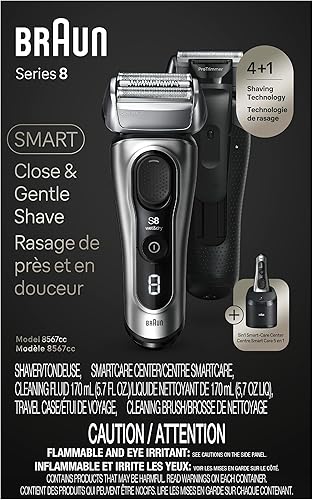 Miniatura 8 de Braun Maquinilla de afeitar eléctrica serie 8 8567cc para hombres, elementos de afeitado 4+1 y recortadora de cabello largo de precisión, centro de