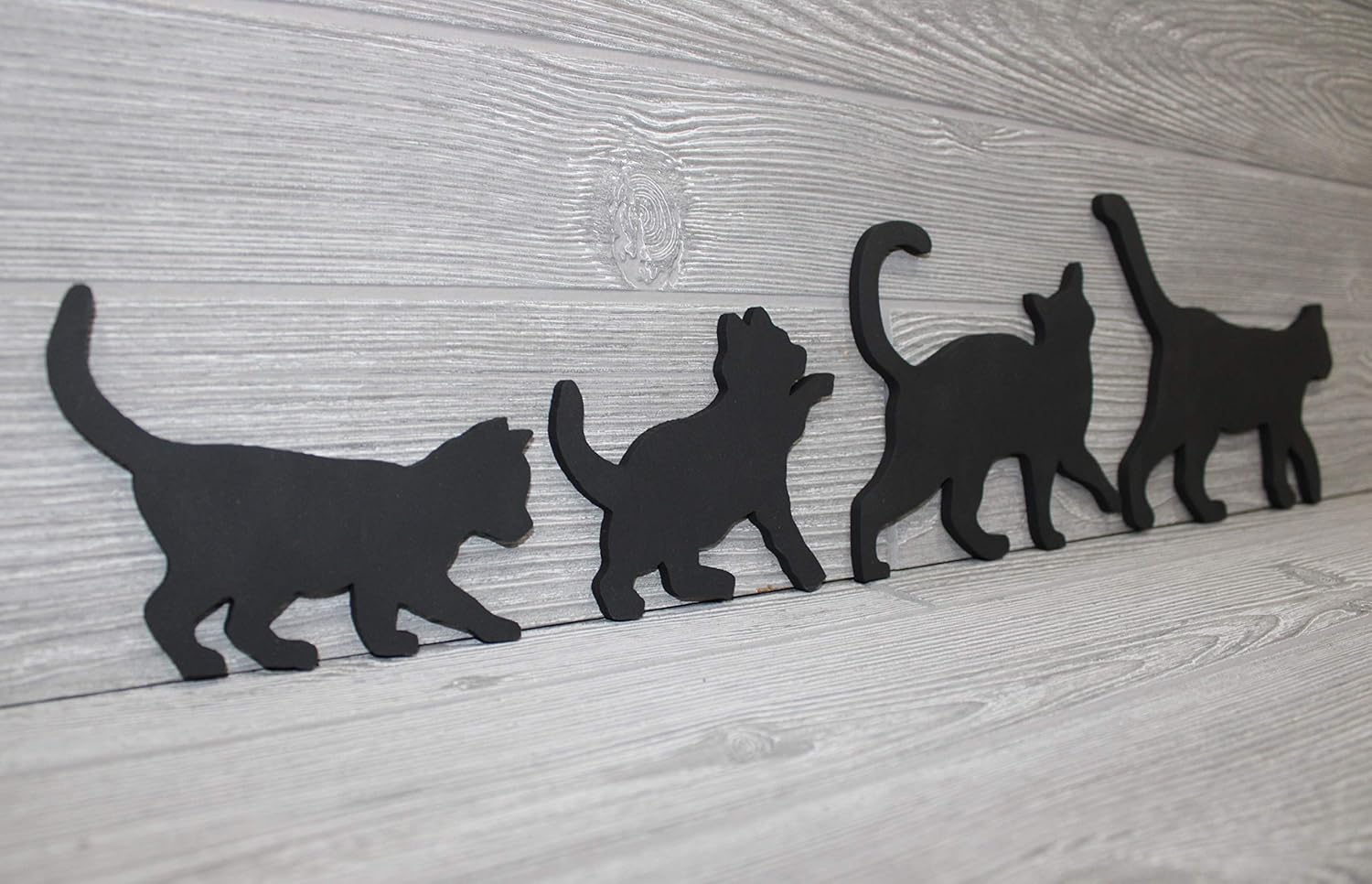 Black Cat Family of 4 – Wooden Cat Family - Cat Family Silhouette - Wooden Cat Silhouette - Cat Family Art - Cat Wall Art - Cat Animal Art – Cat Décor