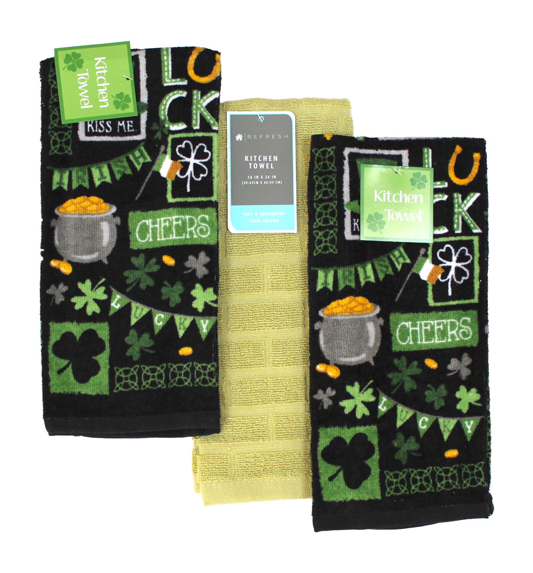 Serafina Home St. Patrick's Day Kitchen Towels: Traditional Irish Saying with Decorative Irish Shamrocks Clovers (Irish Blessing)