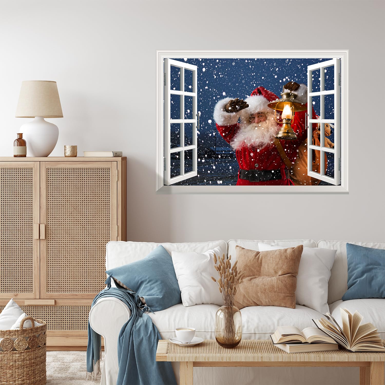 Amazon.co.jp: wall26 取り外し可能な壁画 – サンタクロースが窓の外に