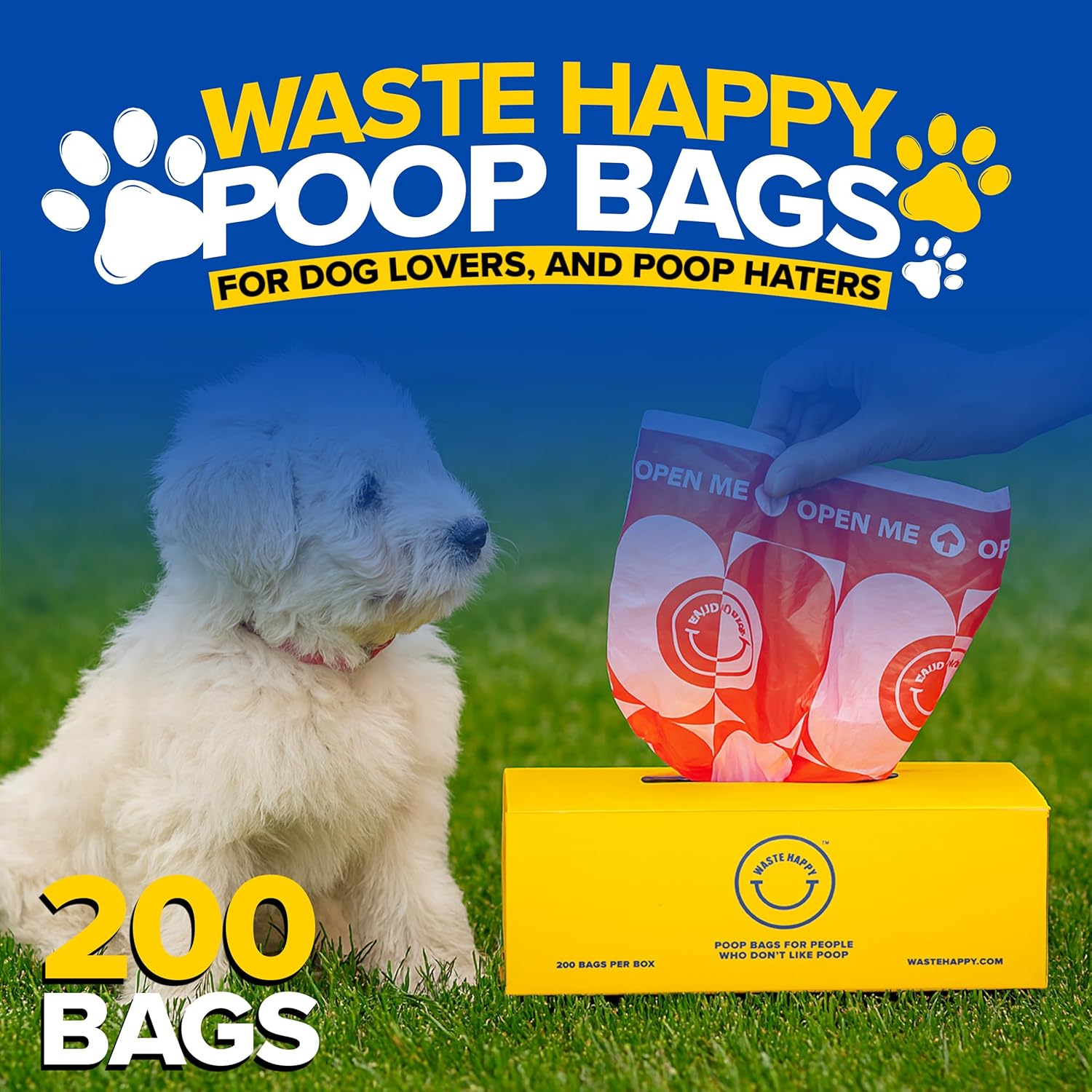 Poop Bags for Dogs 200 Count - 14" Extra Long Leak-Resistant Waste Bag Tissue Box - Unscented Extra Thick Poop Bag, Easy to Tear Dog Bags for Poop - Convenient Dispenser Box - Dog Supplies