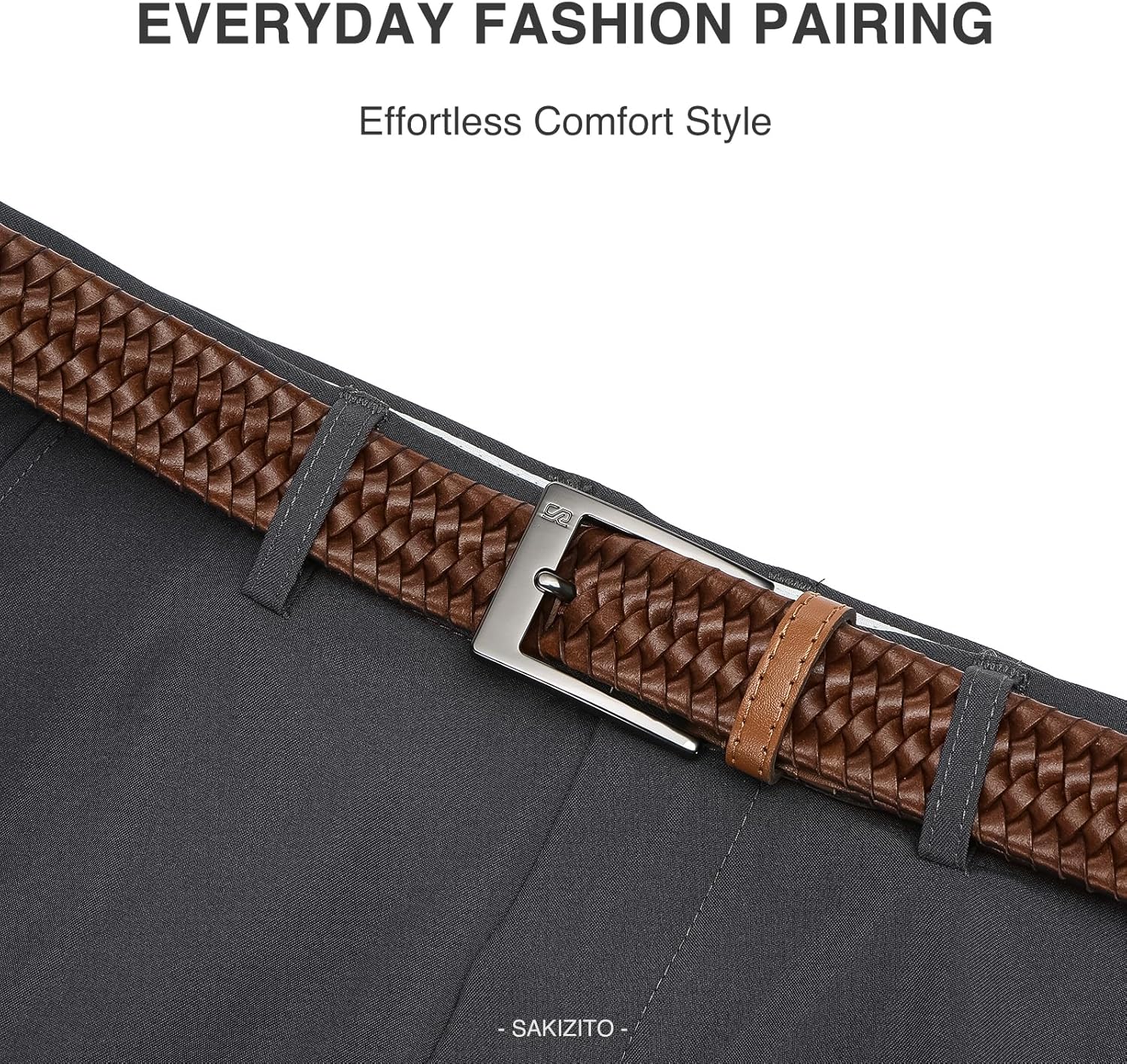 Leather Braided Belts Men - 1 1/4“ Woven Stretch Belts for Men Casual Dress - Elastic & Exceptionally Durable - Image 7