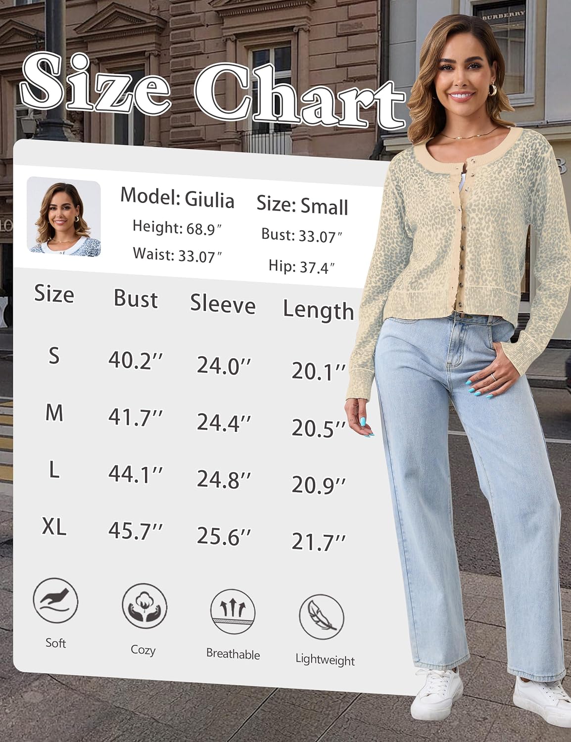 2026 Spring Leopard Cardigan Womens Button Up Lightweight Sweaters Long Sleeve Cheetah Print Cropped Cardigan Jackets - Image 4