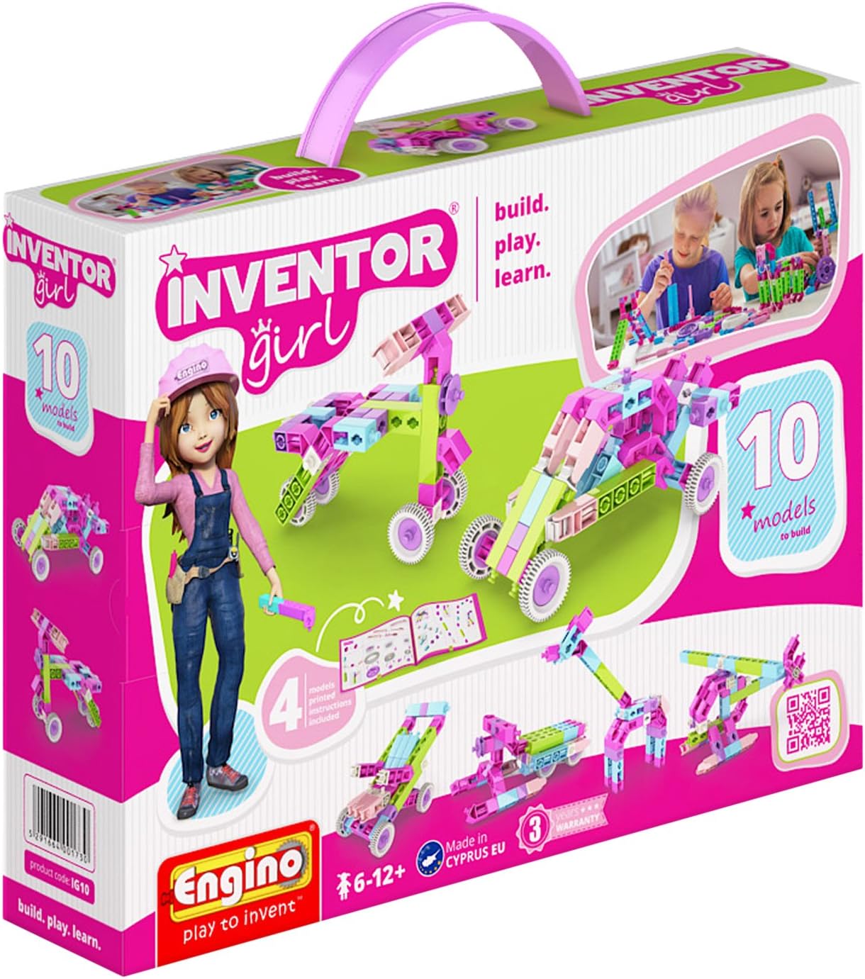Engino Inventor Girl 10, STEM Model Construction System, Build Stem Skills, 75 Parts, Parts Separating Tool Included, ENG-IG10 Toy