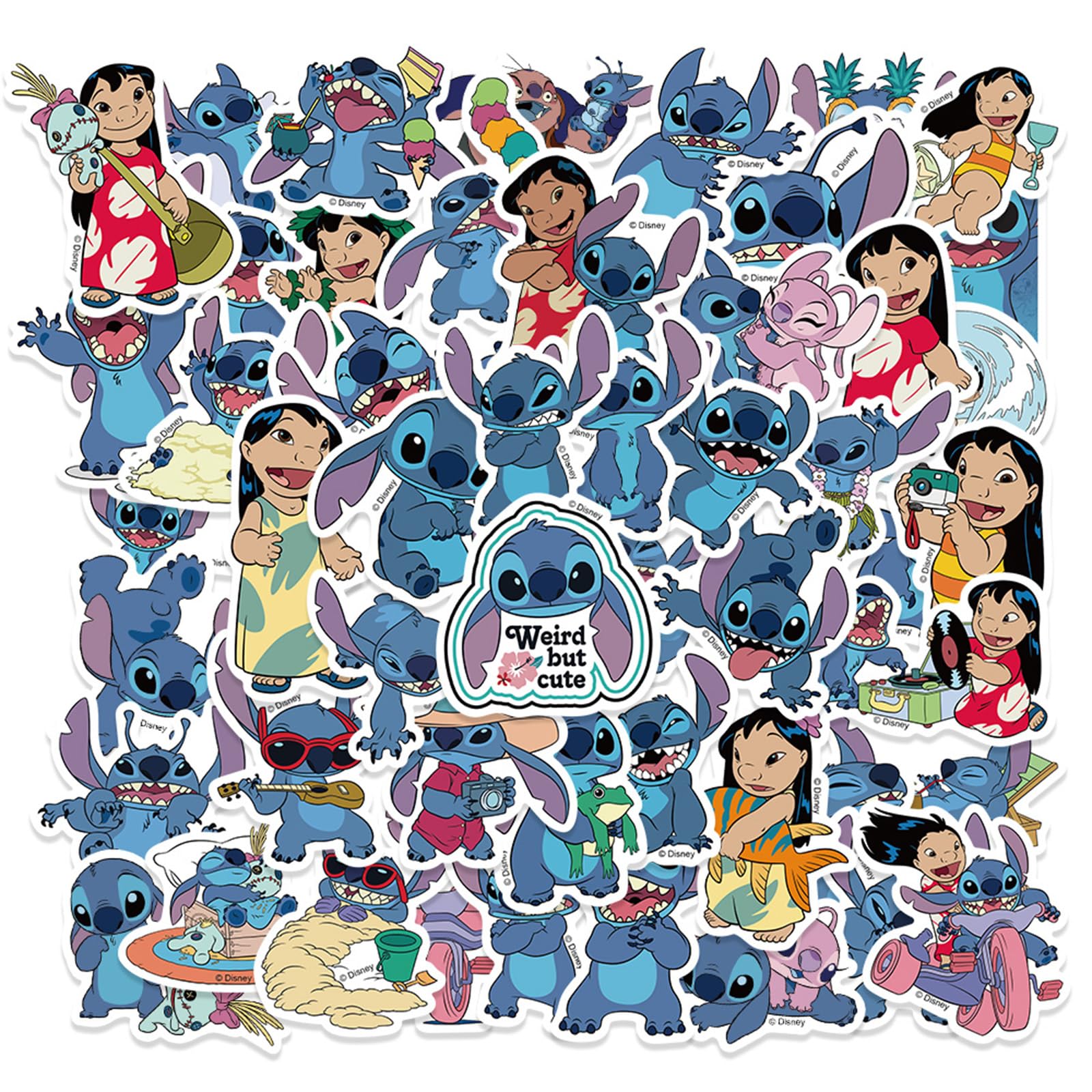 Photo 1 of **2 PACKS** 50pcs Cool Stitch Stickers for Teen Water Bottle, Cute Cartoon Waterproof Vinyl Decal for Adult Kids Phone Computer Notebook Laptop Travel Case Guitar Skateboard Scrapbook