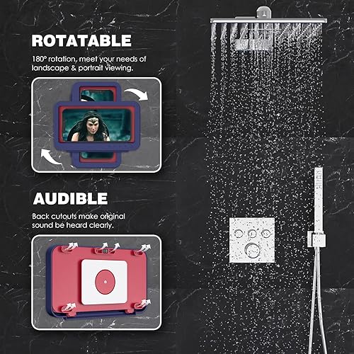 Miniatura 4 de MoKo Soporte de teléfono de ducha impermeable, soporte de pared de rotación 180 para baño, cocina, bañera con pantalla táctil antivaho para iPhone