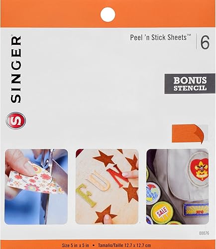 Miniatura 2 de SINGER 00076 Peel N Stick - Hoja con plantilla, 5 x 5 pulgadas, paquete de 6