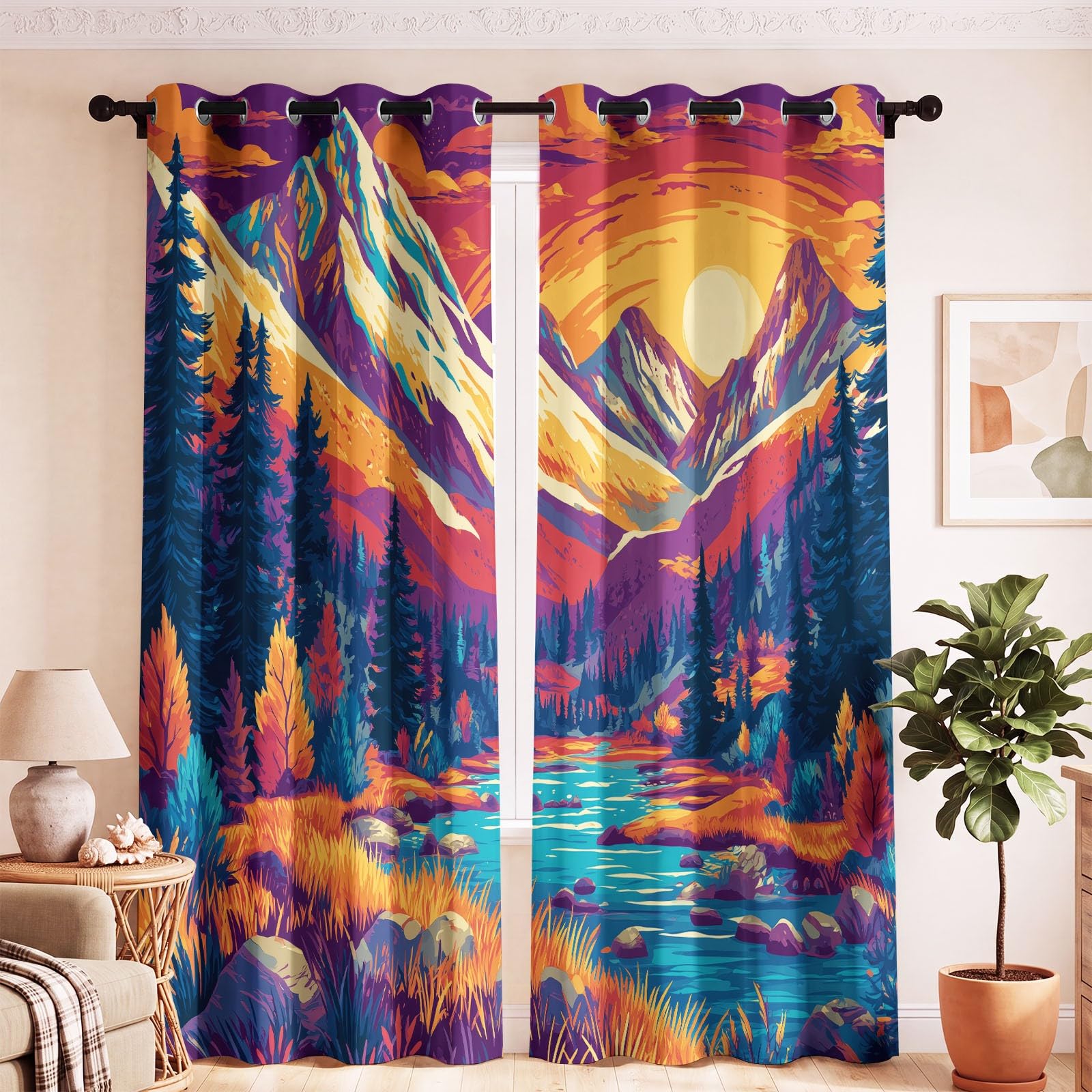 2er Set 175 x 140 cm 100% Blickdicht Kinder Dunkle Fantasie Vorhänge