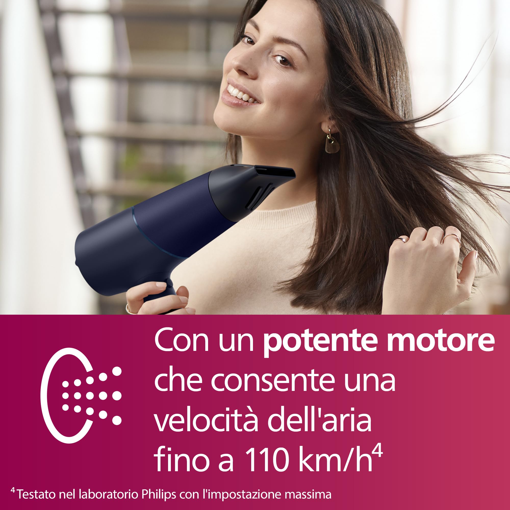 Philips Asciugacapelli Serie 5000, tecnologia ThermoShield, agli ioni, 2300°W, blu metallizzato, con beccuccio per styling da 9°mm e 11°mm, diffusore, BHD510/20