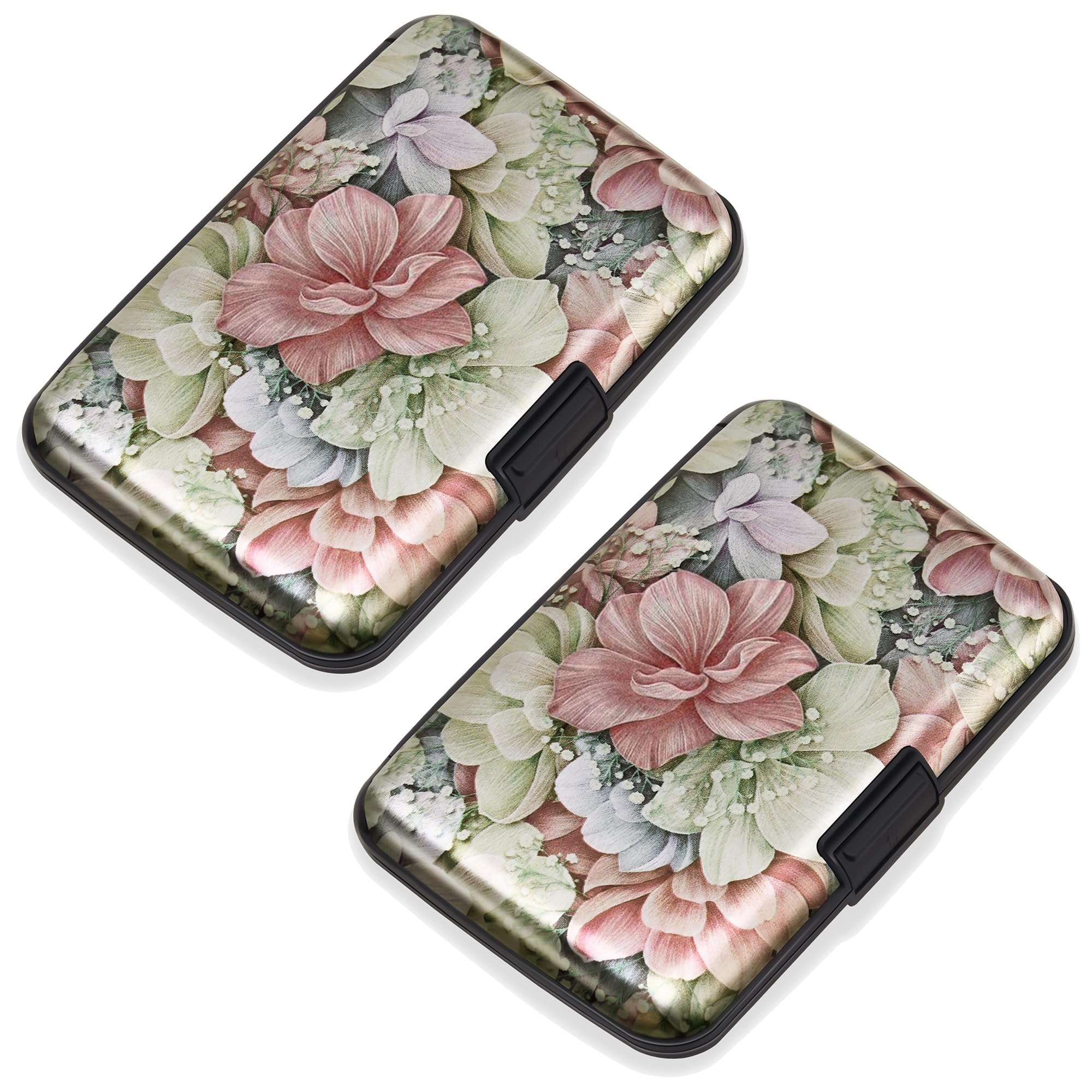 Photo 1 of 2 Pack Credit Card Holder for Women Rfid Blocking Wallet, Happy Flower