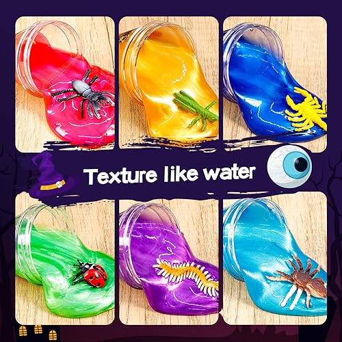 Miniatura 2 de MGparty Recuerdos de fiesta de Halloween para niños, paquete de 12 unidades de slime con insectos de plástico, juguetes de limo para aliviar el