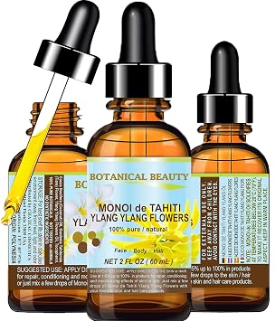Botanical Beauty MONOI de TAHITI YLANG YLANG FLOWERS 100% Pure. 2 Fl.oz - 60 ml Pure Natural Virgin Unrefined RAW for FACE, SKIN, BODY, HAIR, NAILS