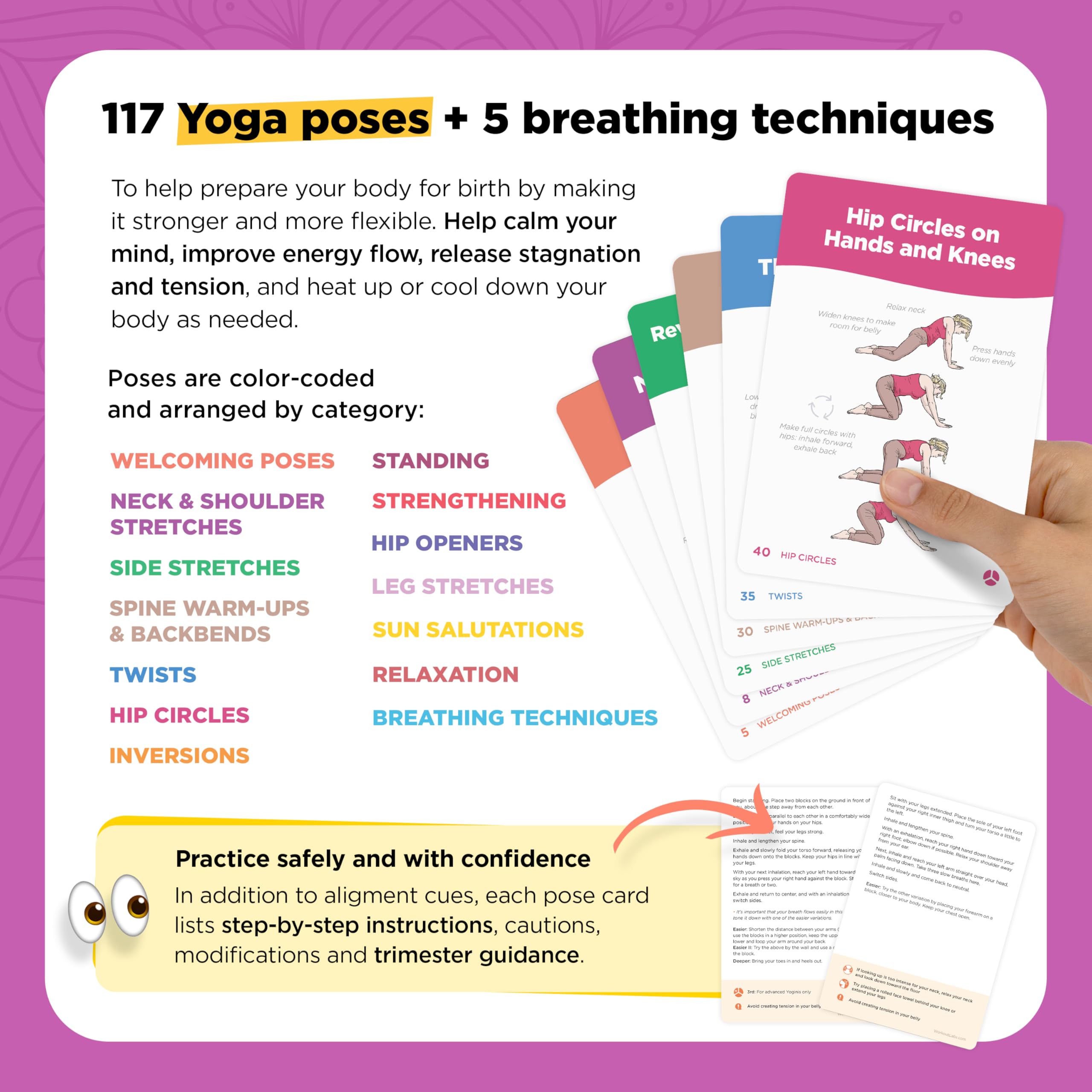 WorkoutLabs Cartes de yoga prénatal et ayurveda – Guide de grossesse saine et consciente avec sagesse ancienne de manière moderne · Cartes et livres de qualité supérieure pour femmes enceintes et