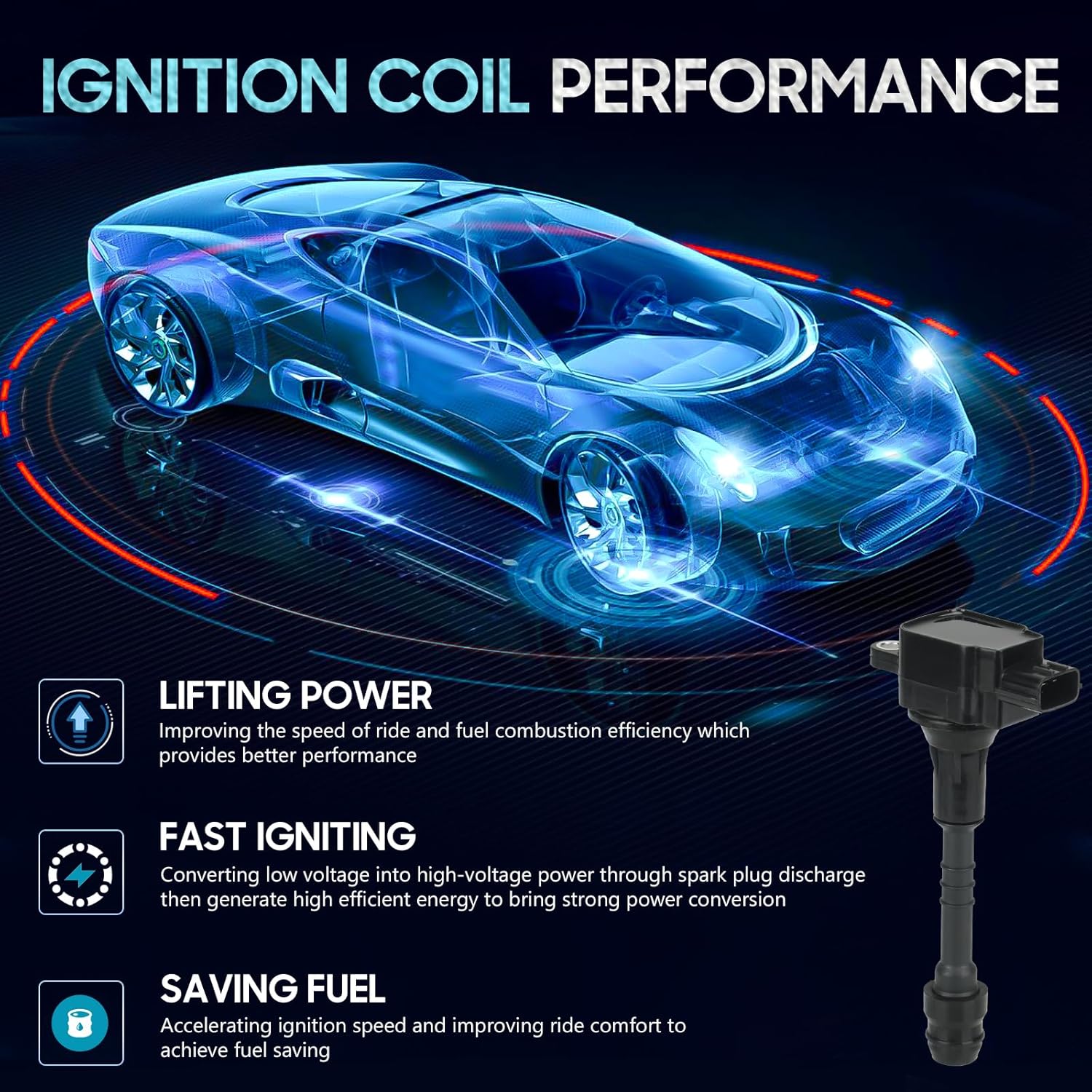 4PCS Ignition Coil Pack with 4PCS Iridium Spark Plug Compatible with Nissan 2002 2003 2004 2005 2006 Sentra 1.8L DOHC, Replacement for UF351 22448-6N015 C1397 5C1394 E1048